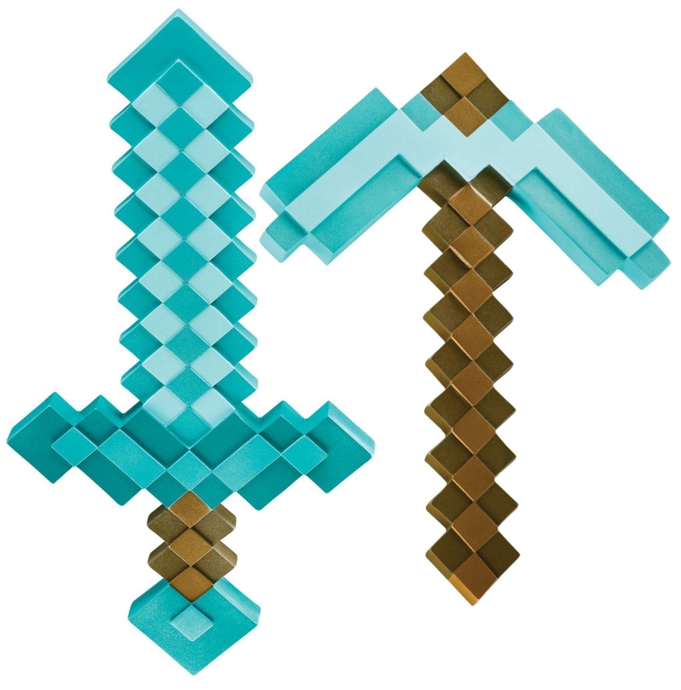 Minecraft Plastic Sword and Pickaxe Set Video Game Role Play Costume Accessory 2-Pieces Diamond Axe Mojang