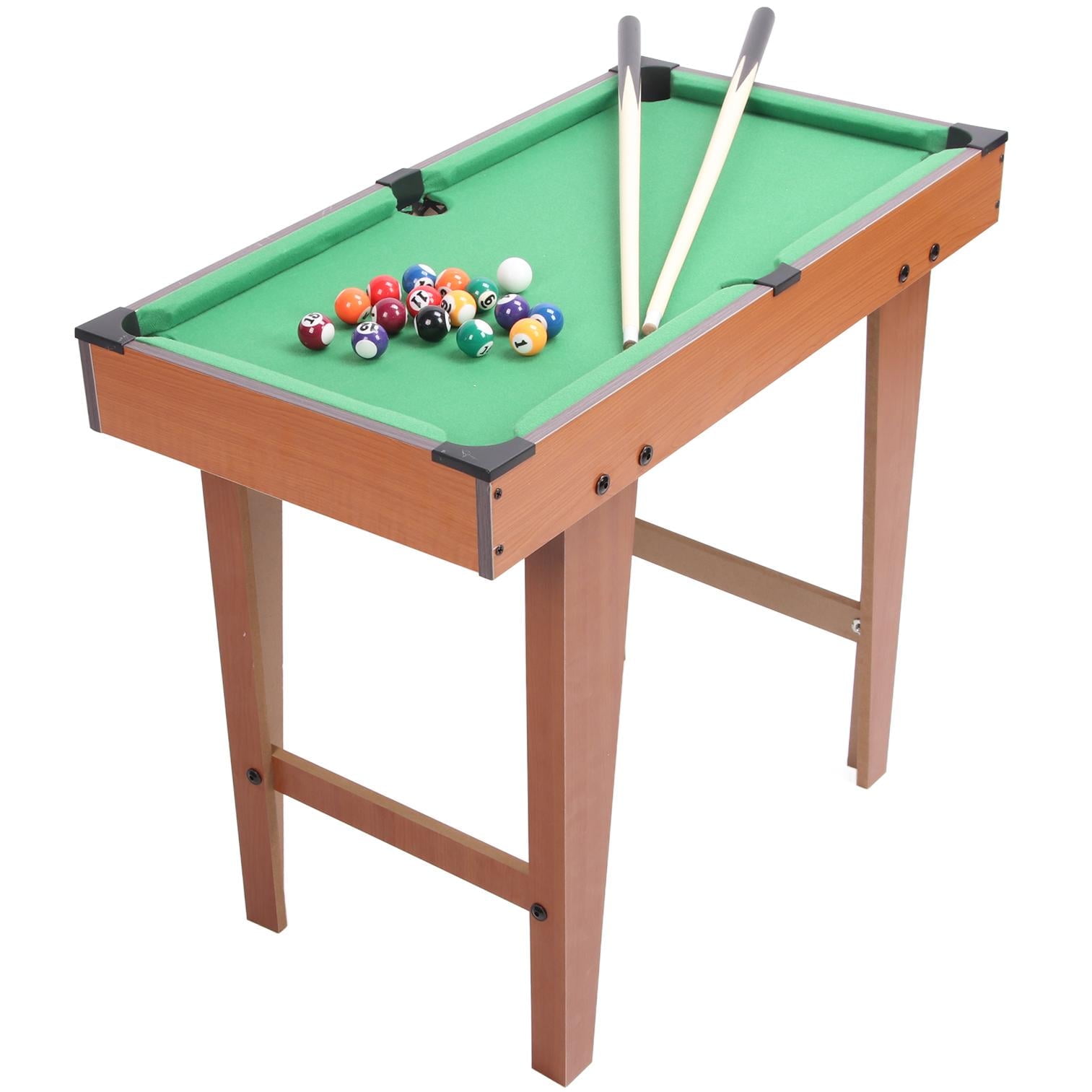 Mini Pool Table 27'' Billiard Game Set With 16 Balls, 2 Cue Sticks, Chalk, Brush, Triangle For Kids Teenager Gift Home Indoor Sports