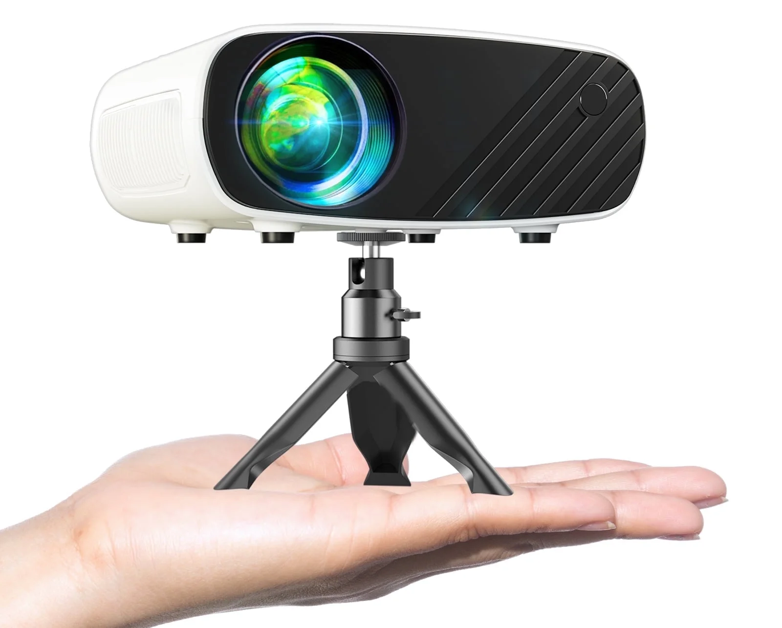 Mini Projector, Portable Projector 1080P, Movie Projection Compatible with Android/IOS White 1PC