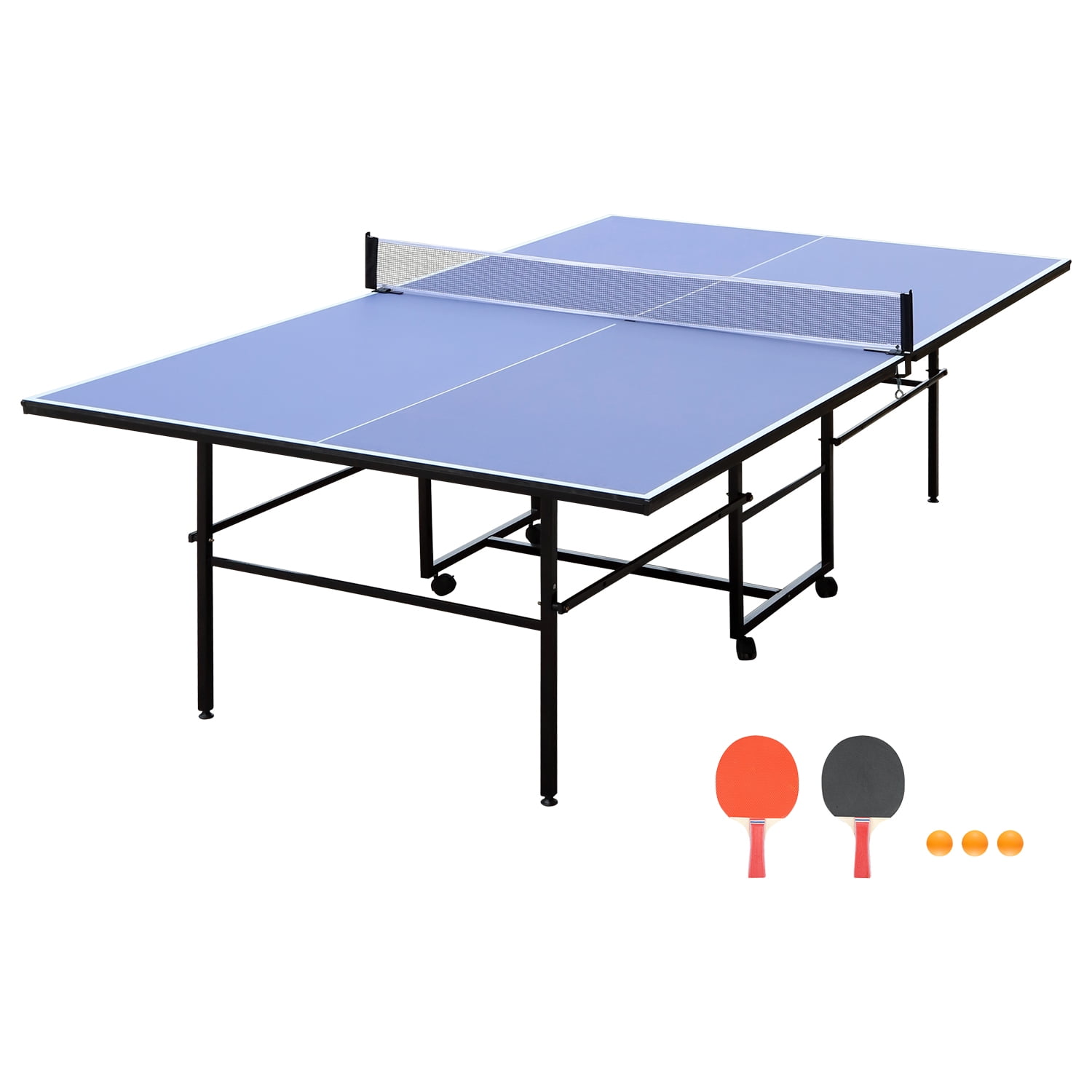 Miniyam 9ft Foldable Ping Pong Table - All-Weather Waterproof Aluminum for Indoor Use, Blue