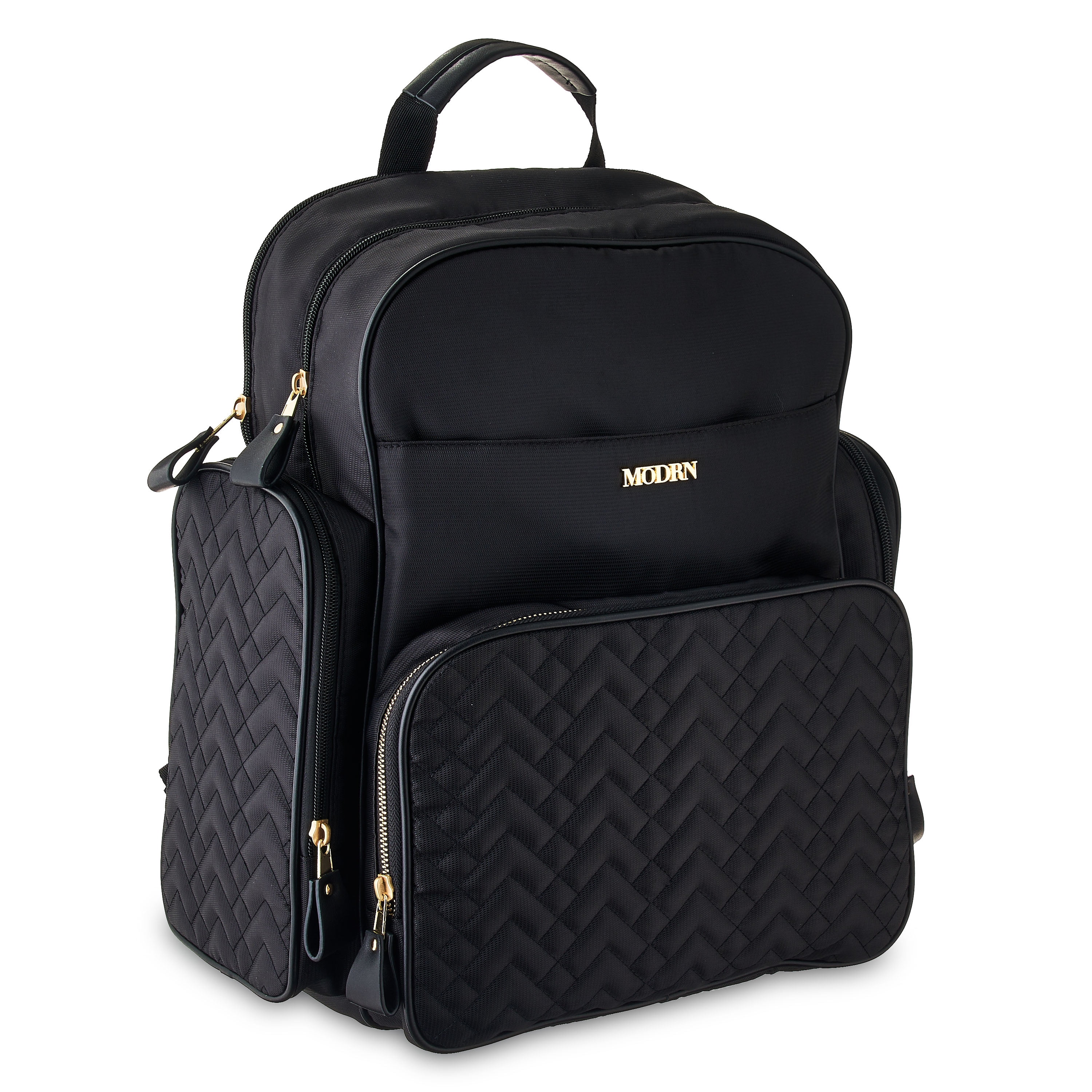 Modrn Jamie Diaper Bag in Black, Adjustable Straps and Changing Pad Included