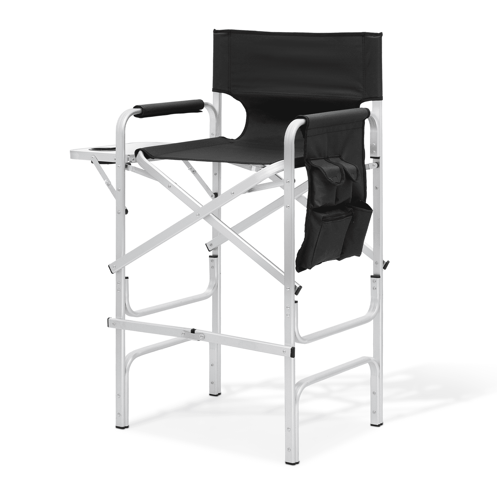 MoNiBloom Folding Camping Director Chair with Side Table & Storage Pocket, for Adult Beach, Fishing Trip Picnic Lawn Concert Outdoor, Black