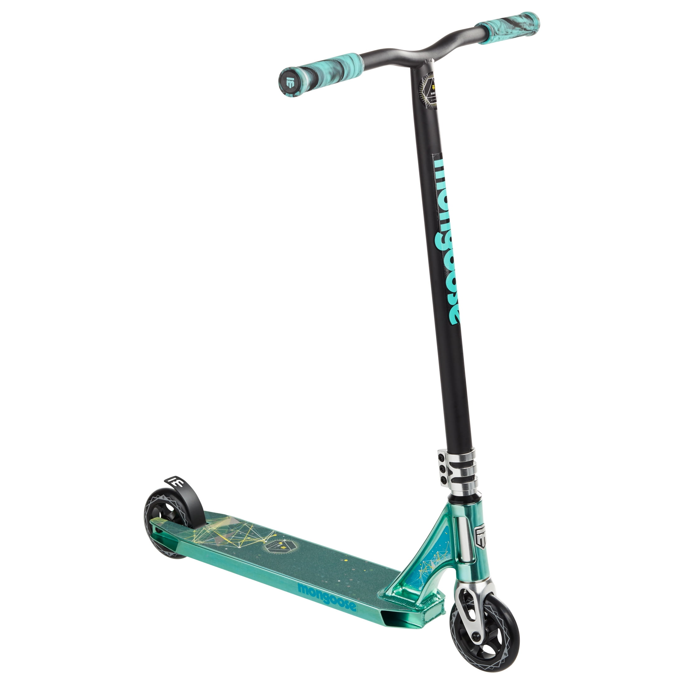 Mongoose Rise 110 Expert Freestyle Stunt Kick Scooter for ages 8 and up, Teal/Black