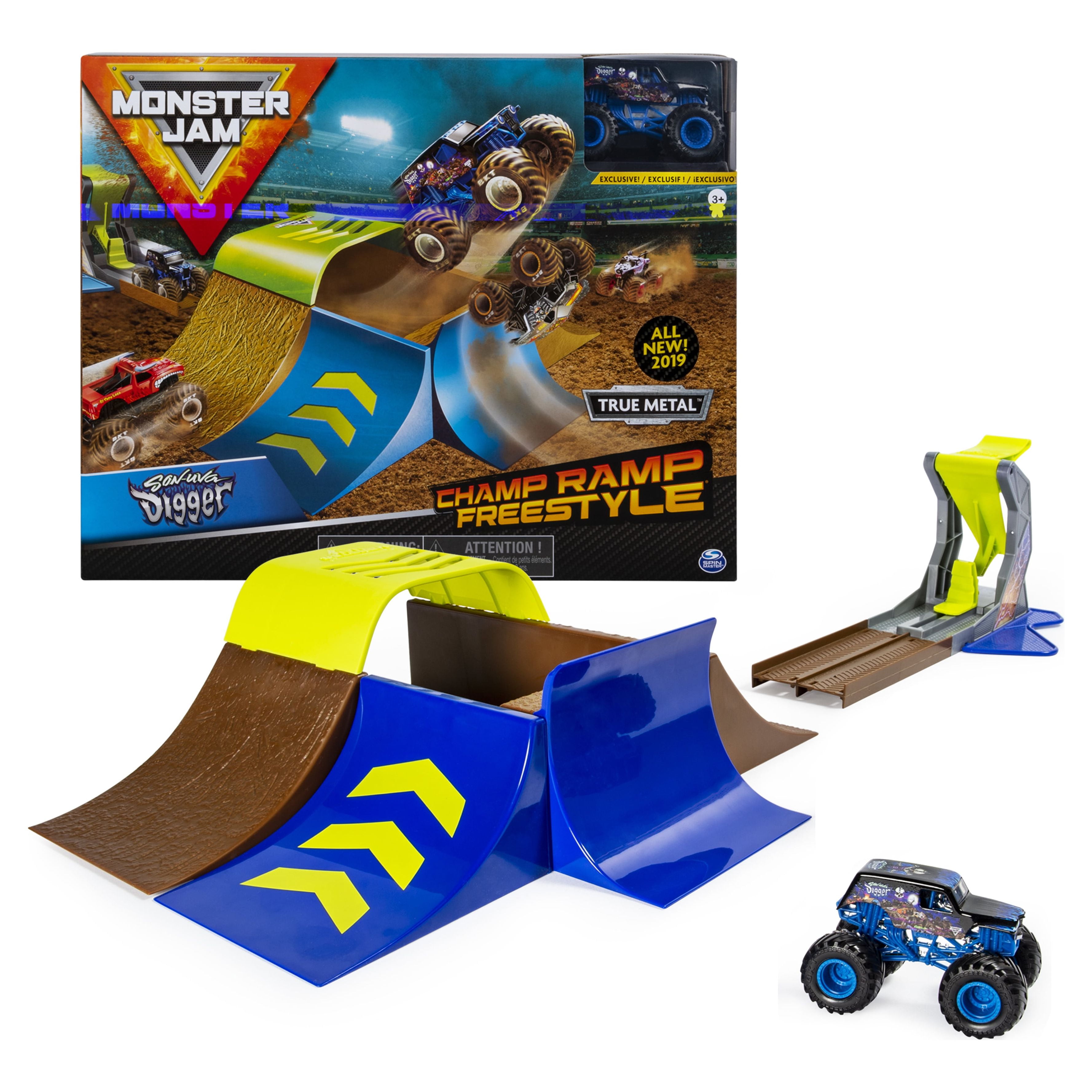 Monster Jam, Official Champ Ramp Freestyle Playset Featuring Exclusive 1:64 Scale Die-Cast Son-uva Digger Monster Truck, Kids Toys for Boys