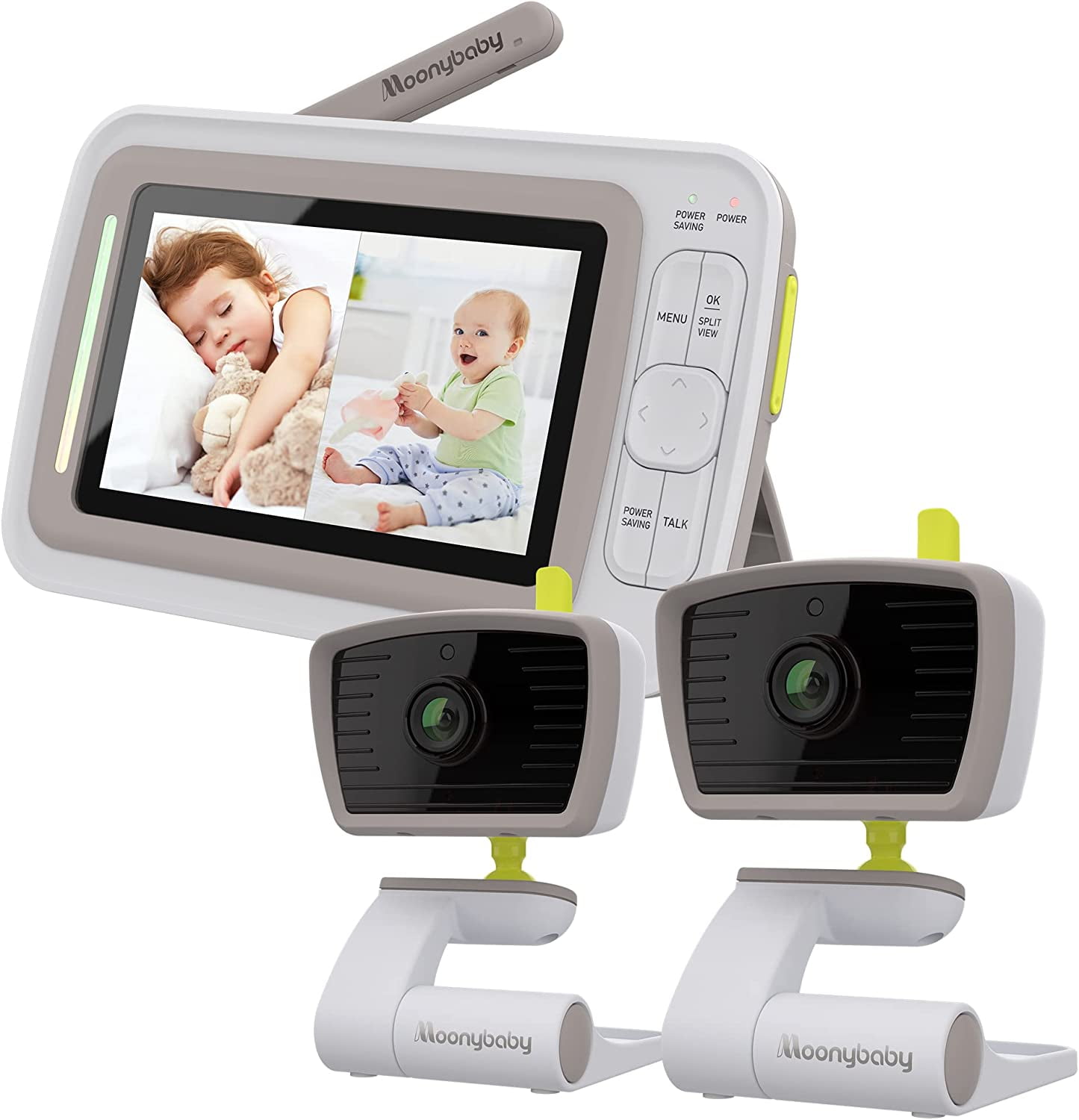 Moonybaby Split Screen Baby Monitor with 2 Cameras and Audio, Model: Split 30