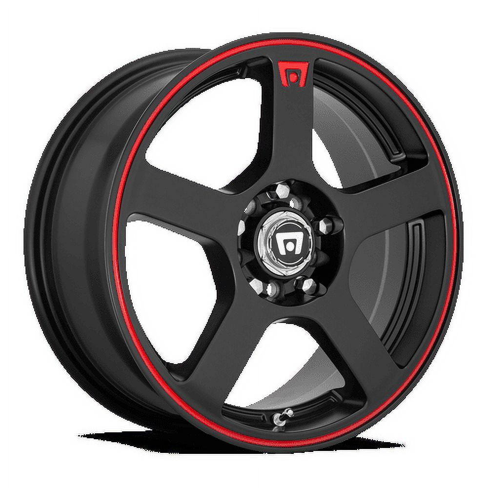 Motegi Aluminum Rim MR116 FS5 17X7in Matte Black Red Racing Stripe Finish, MR11677001740