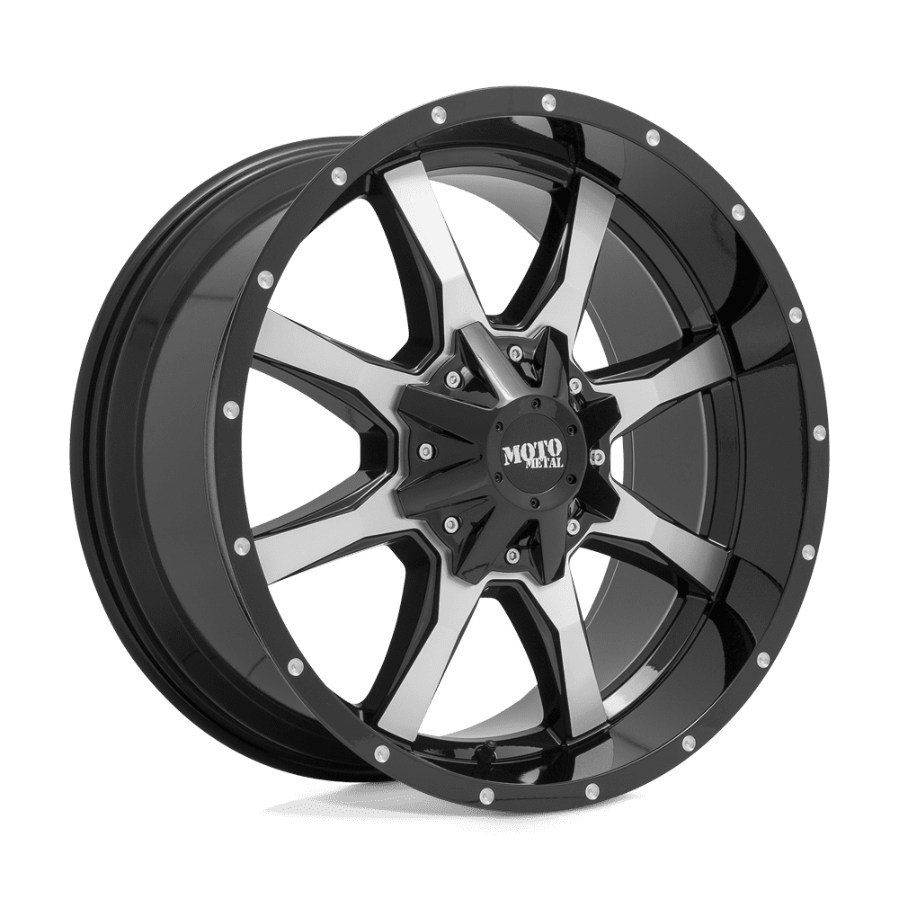Moto Metal Cast Aluminum Rim MO970 20X10 8X6.5 G-BLK MACH -24MM, MO97021080324N