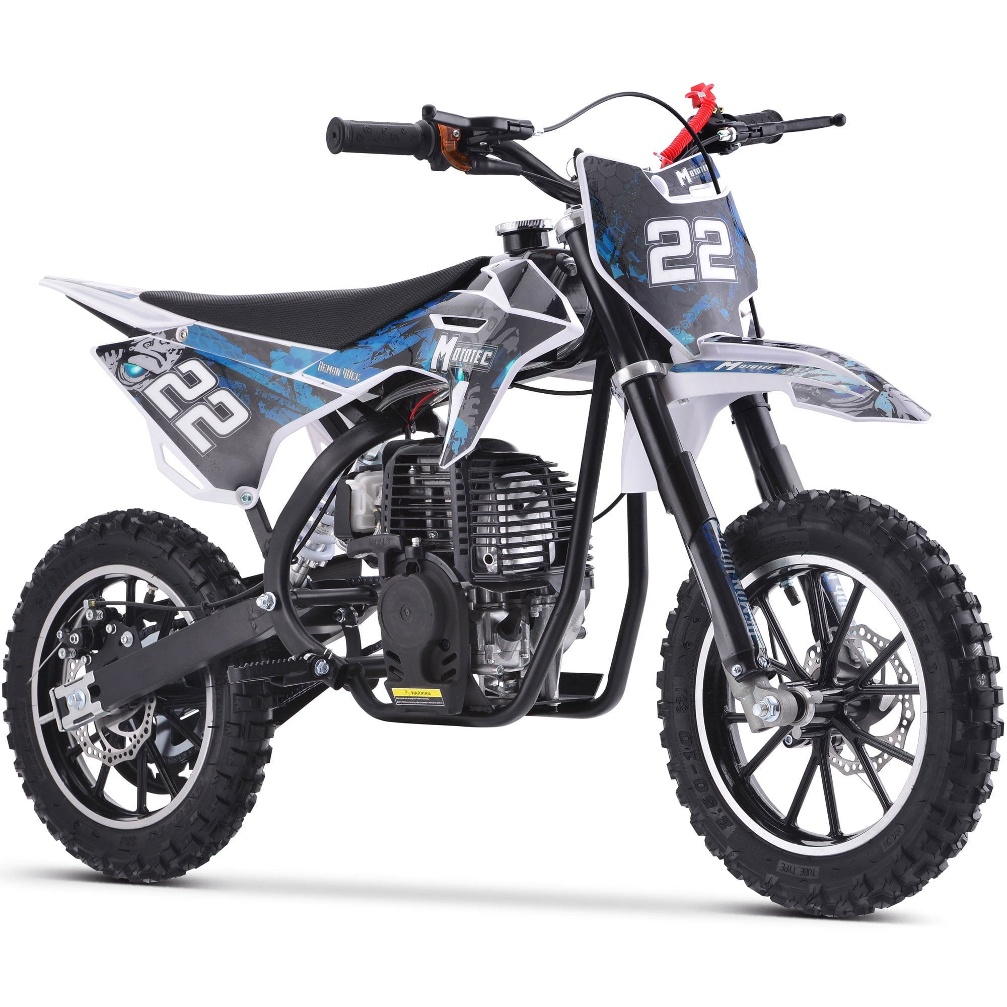 MotoTec 40cc Demon Kids Gas Dirt Bike 4-Stroke Motorcycle Pit Bike Blue