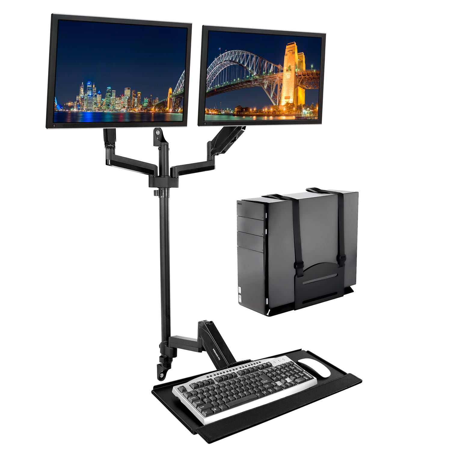 Mount-It! Dual Monitor Wall Mount Workstation | Fits 13-32 Inch Monitors
