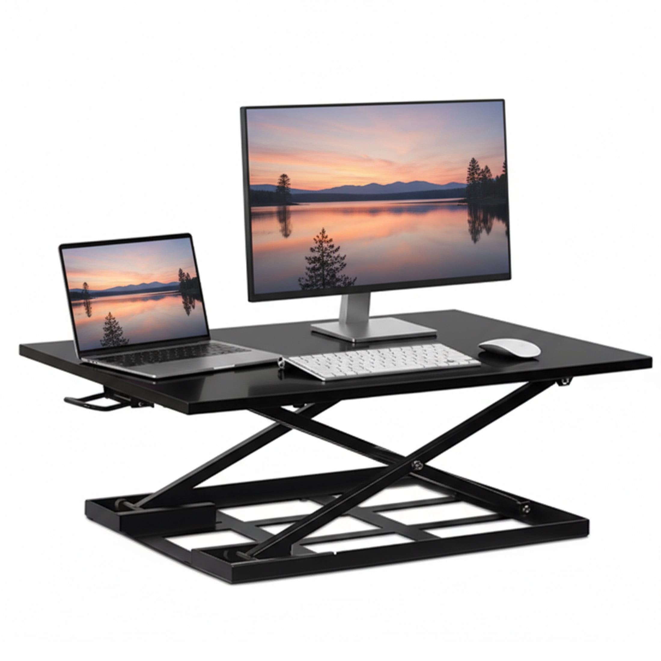 Mount-It! Height Adjustable Standing Desk Converter | X-Lift Sit Stand Black