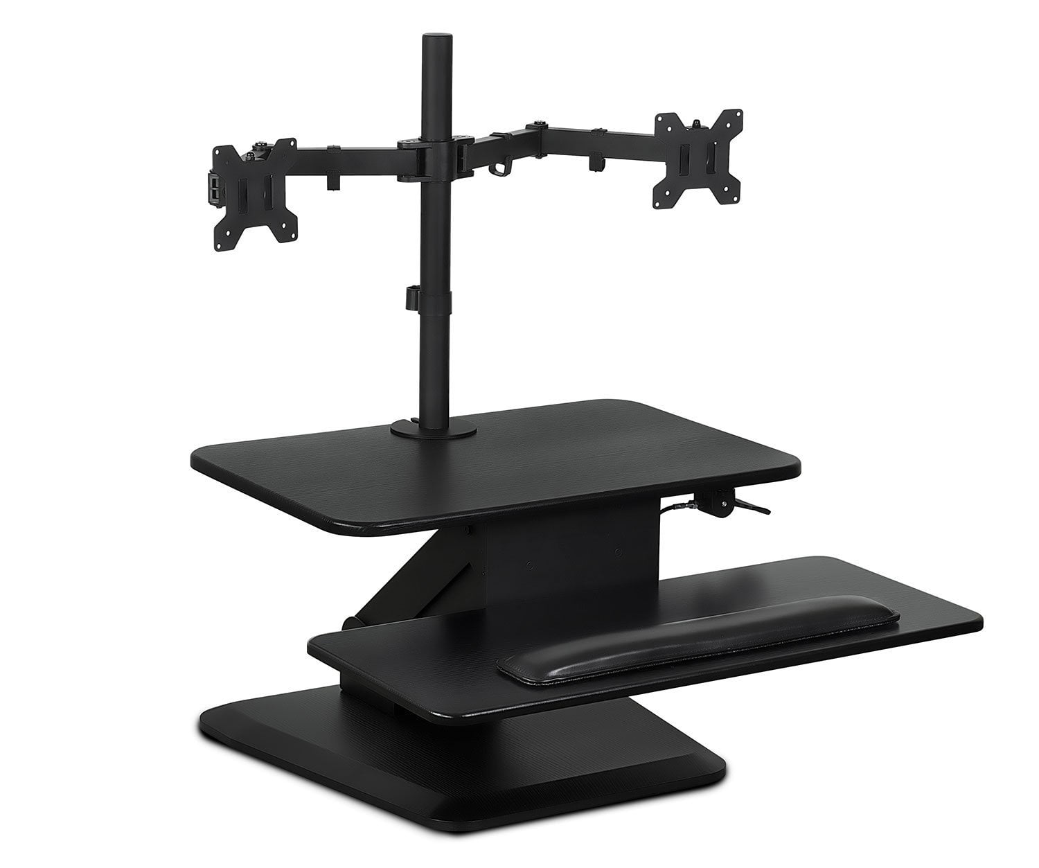 Mount-It! Sit Stand Standing Desk Converter with Dual Monitor Mount Combo Black