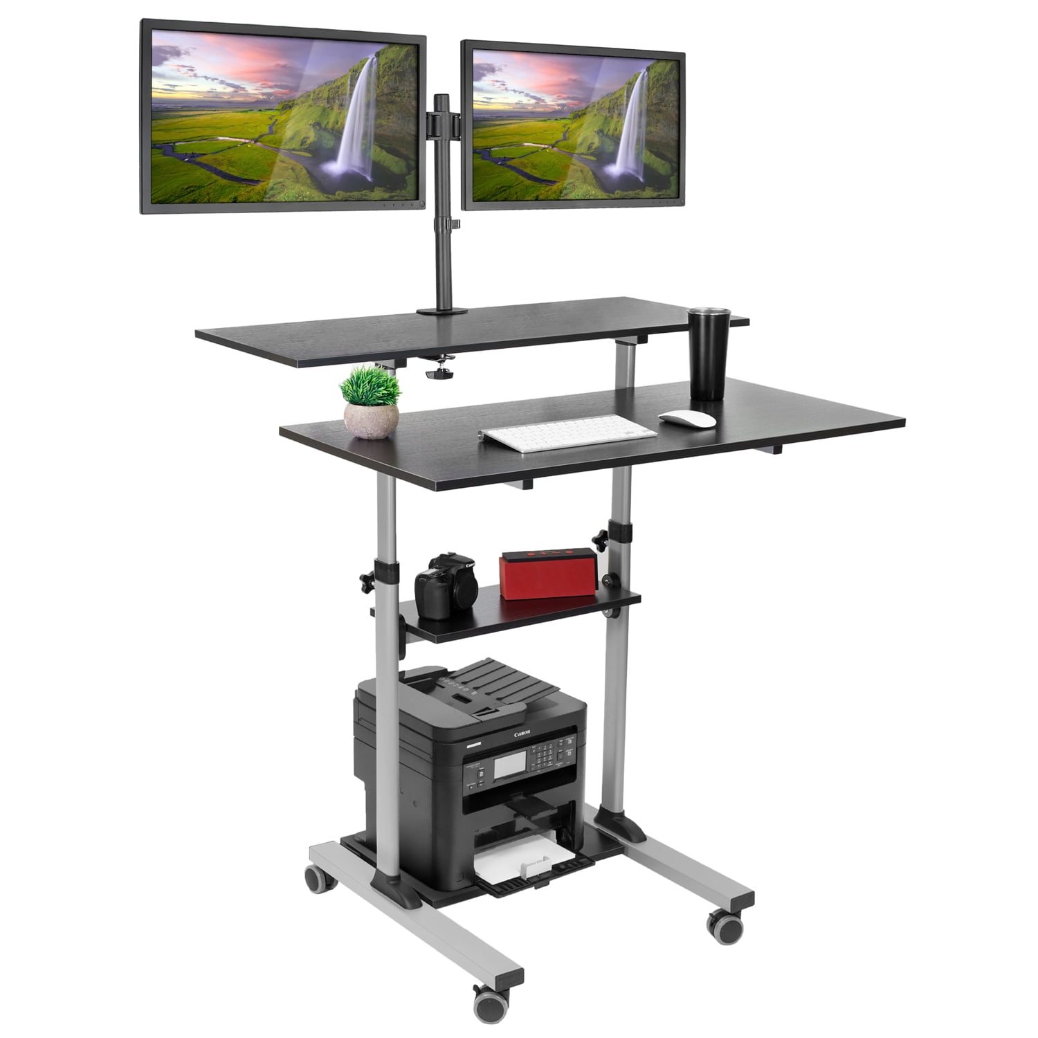 Mount-It! Standing Desk with Dual Monitor Mount | 40 inch Wide Height Adjustable, comes in 2 colors