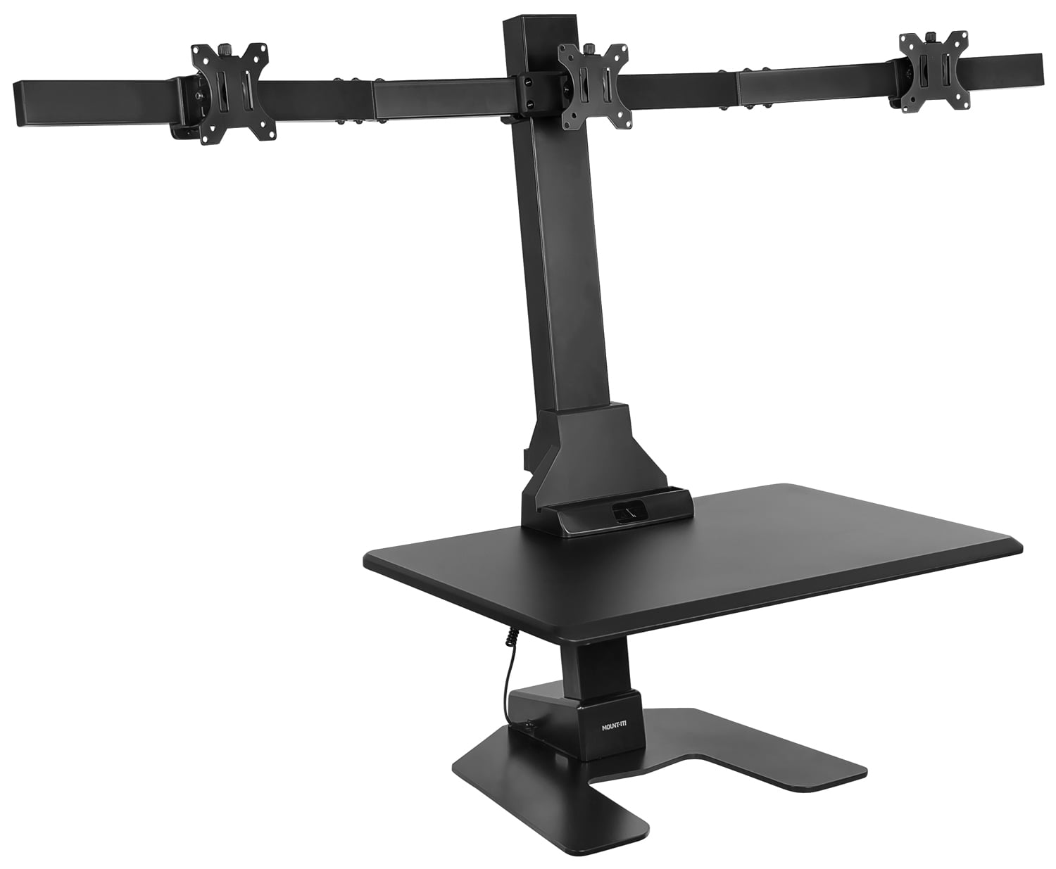 Mount-It! Triple Monitor Electric Standing Desk Converter | Stand-Up Computer Workstation with Three Monitor Mount