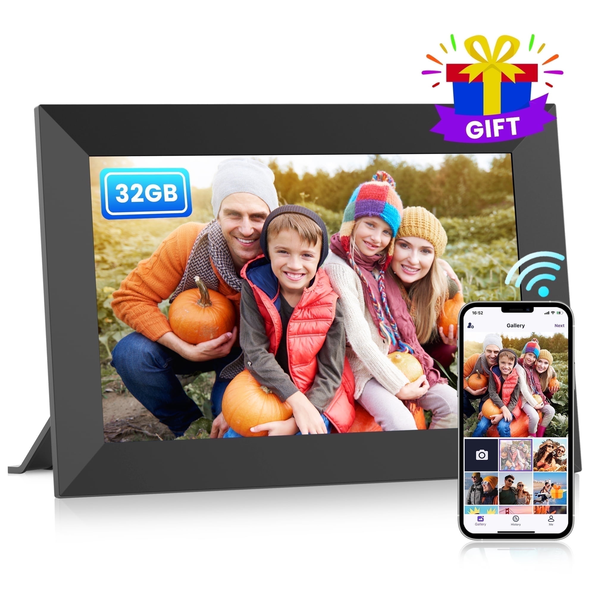 Msake 32GB 10.1 inch Digital Picture Frame, WiFi Digital Photo Frame with IPS HD Touch Screen,Electronic Photo Frames Send Photos/Videos via Free App from Anywhere, Auto-Rotate,Best Gift Choices!