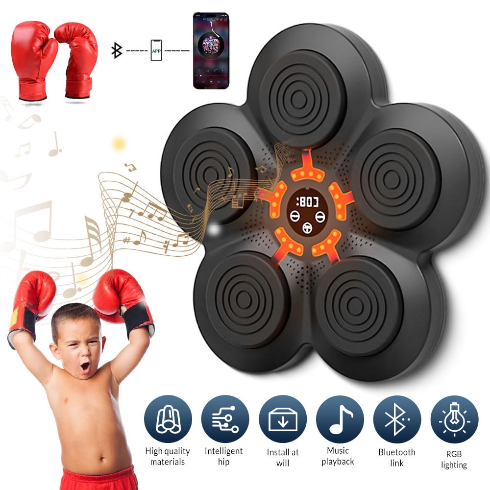 Music Boxing Machine with Boxing Gloves, Wall Mounted Smart Bluetooth Music Boxing Trainer for Children
