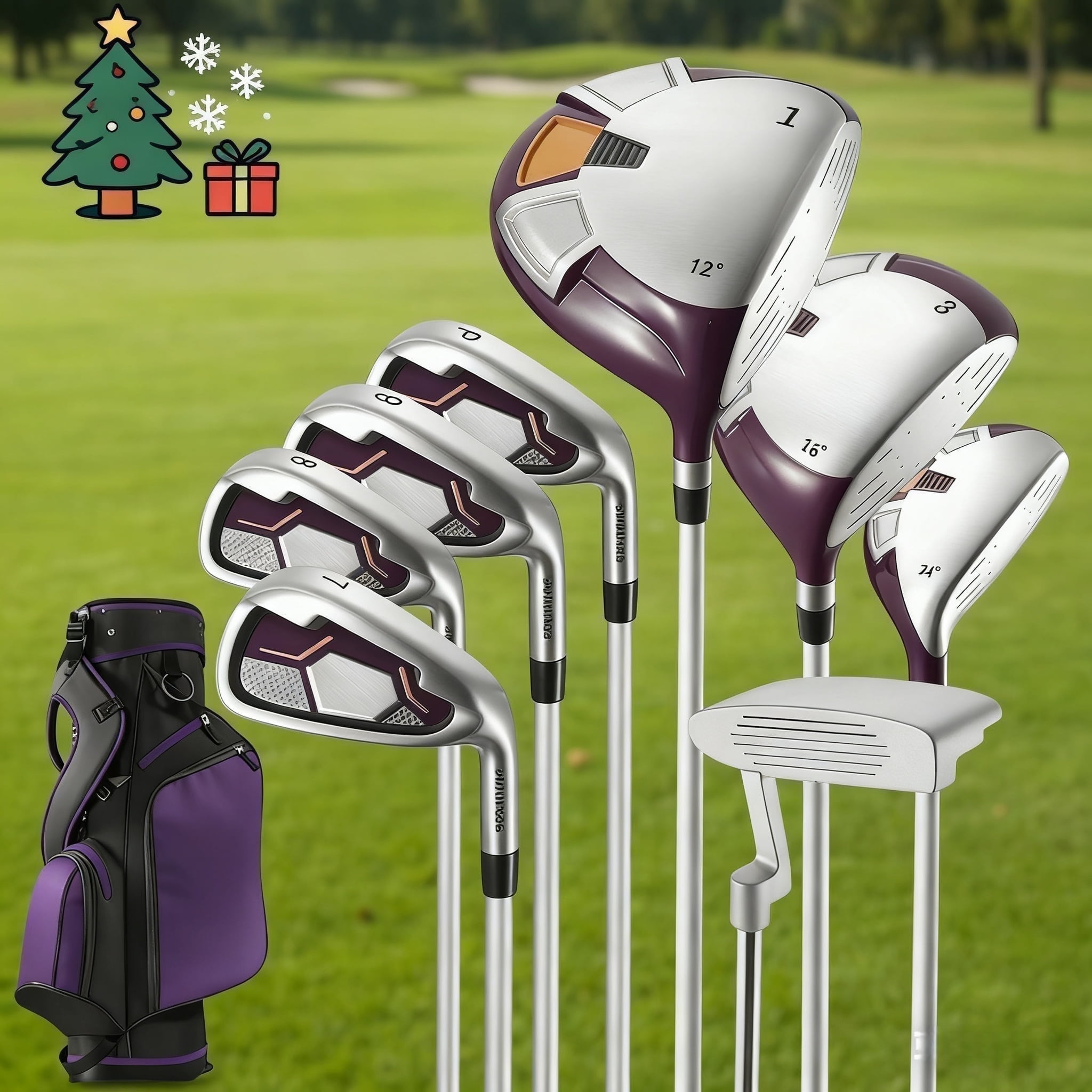 Naipo Complete Golf Clubs Package 8 Club Set for Men Woman Right Handed True Temper Steel Shafts Putter Stand Bag and 3 H C Bonus Head