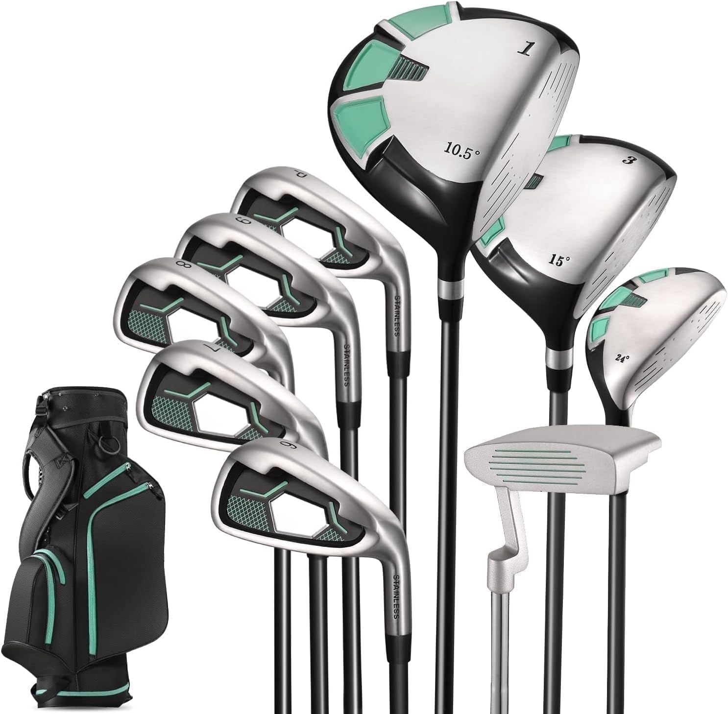 Naipo Golf Club Set 9 Piece Complete Golf Set for Right Handed with Stand Bag and 3 Bonus Head Covers