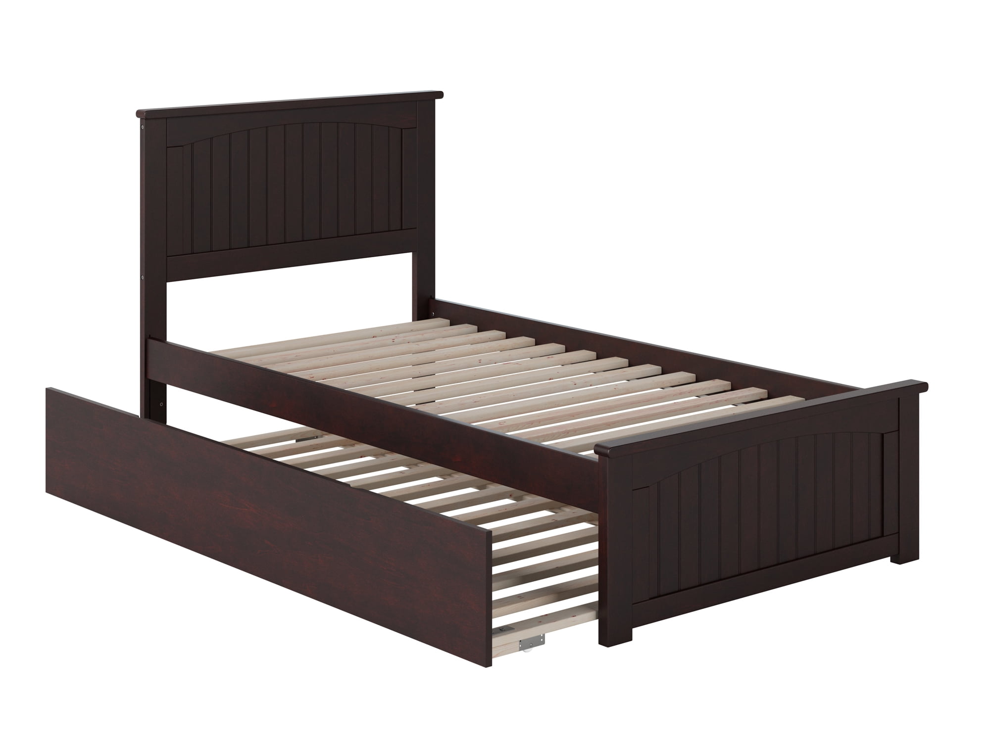 AFI Nantucket Twin Wood Platform Bed with Matching Footboard and Twin Trundle, Espresso