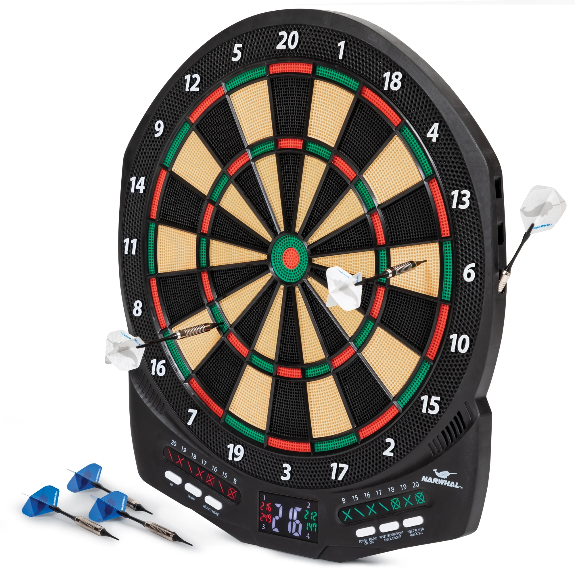 "Narwhal Revolution Electronic Dartboard with 30 Games, Scoring and 6 Darts with NARWHAL Recreational Soft Tip Dart Set for Electronic Dartboards, 6 Pack."