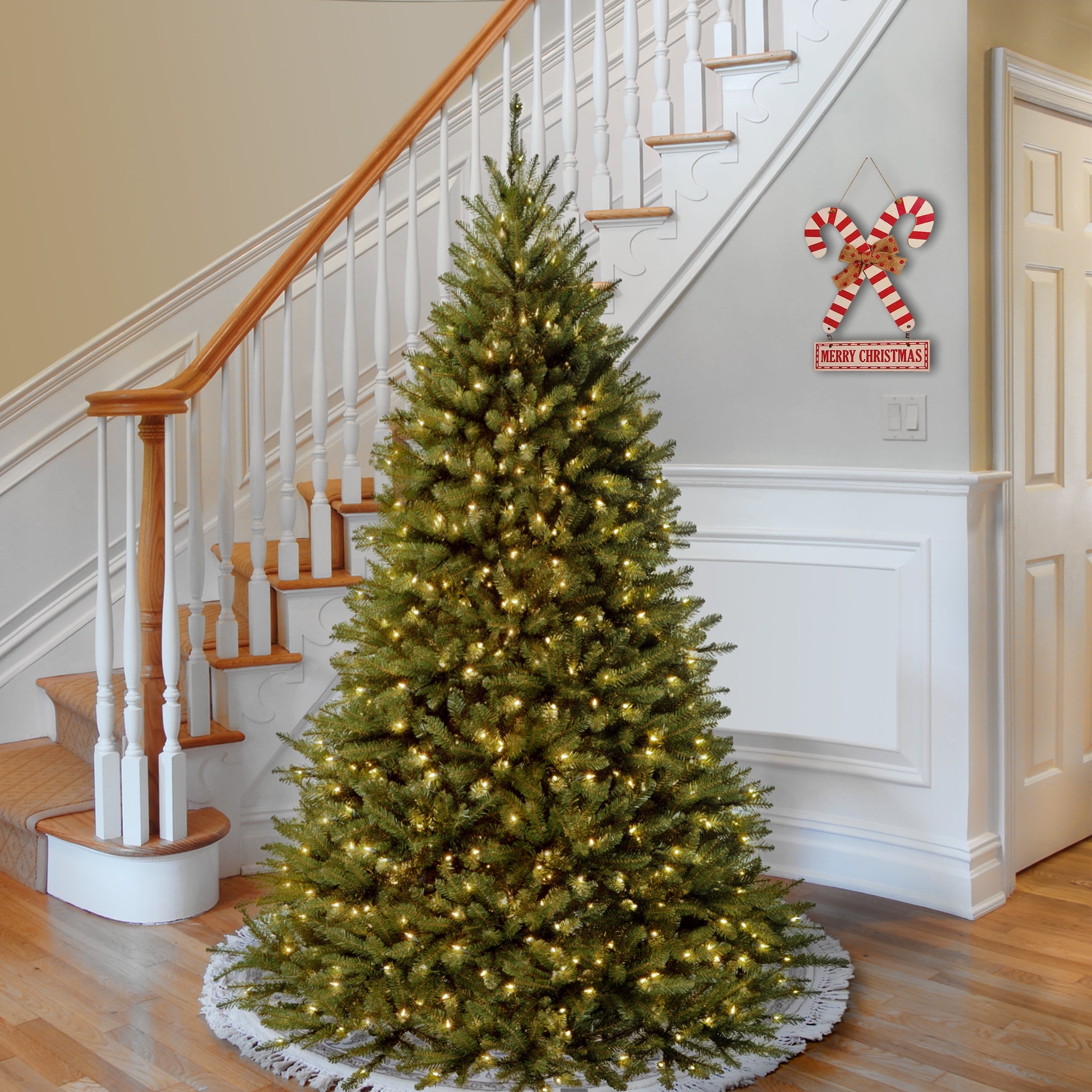 7.5 ft. Artificial Pre-Lit Kingswood Fir Medium Christmas Tree, Green, Dual Color® LED Lights, Includes Stand