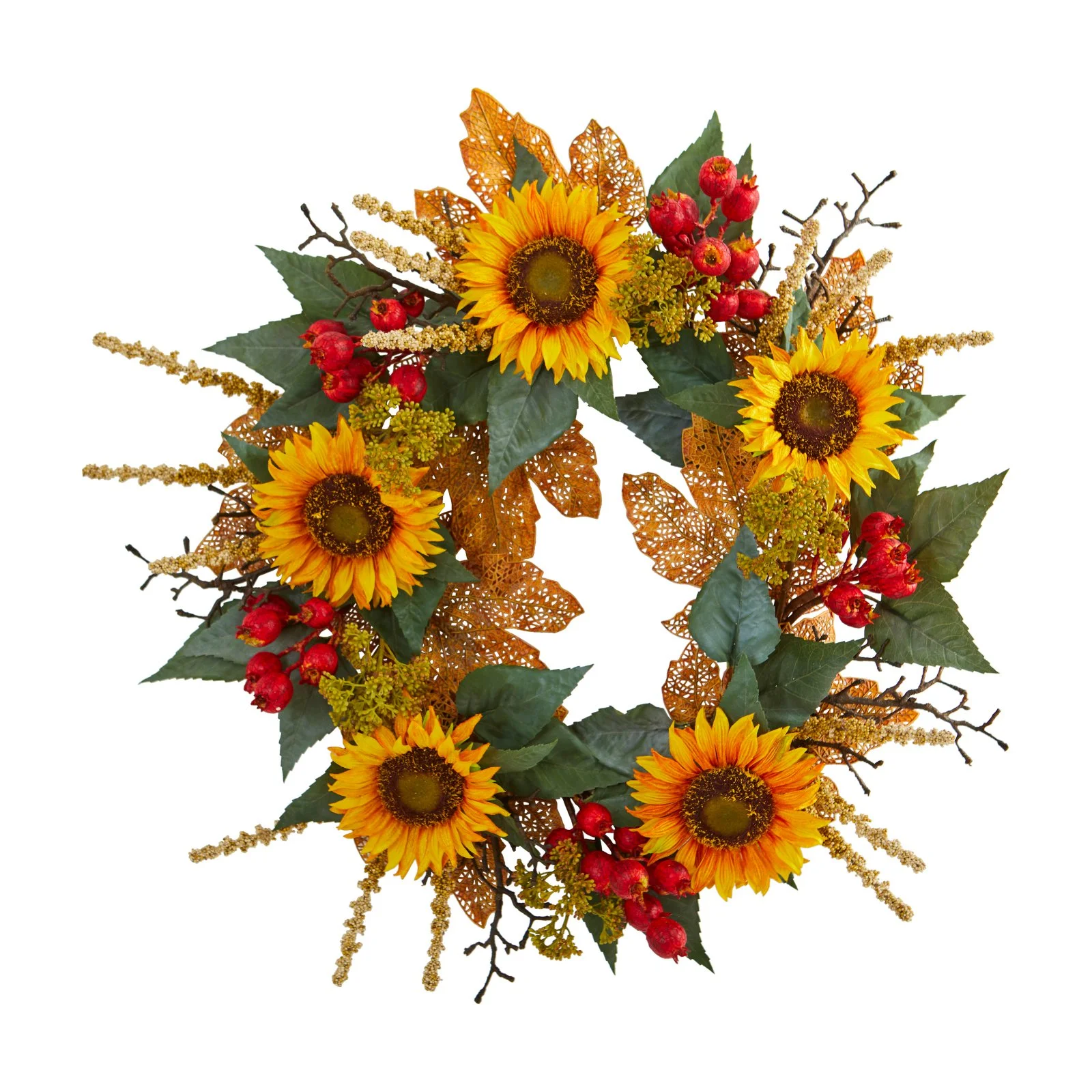 Nearly Natural Iron Wreath, 27" (Assorted Colors)