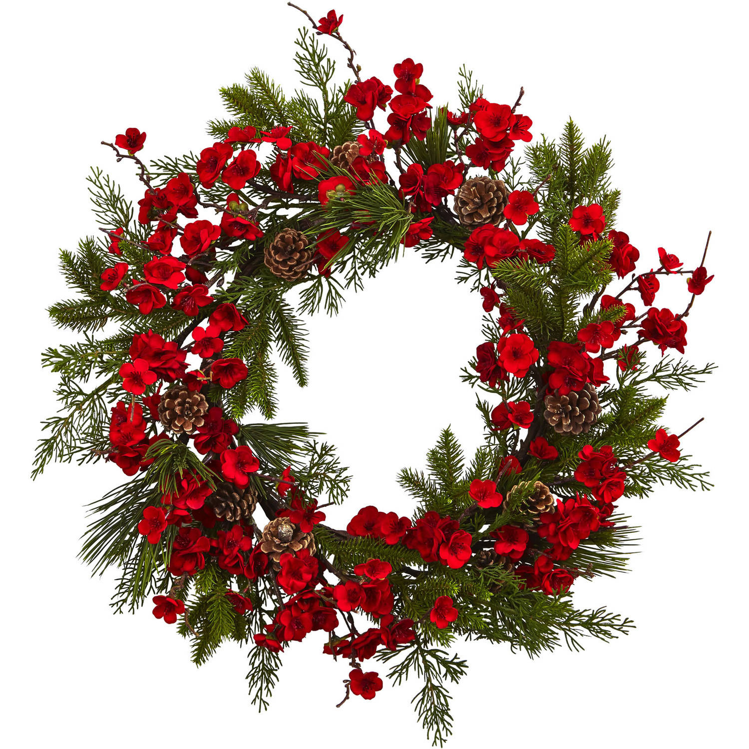 Nearly Natural Polyester Wreath, 24" (Assorted Colors)