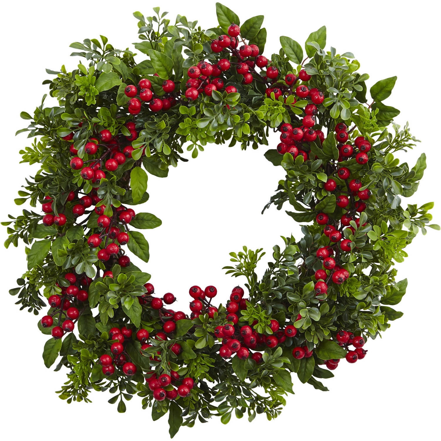 Nearly Natural Polyester Holiday Wreath, 24" (Assorted Colors)