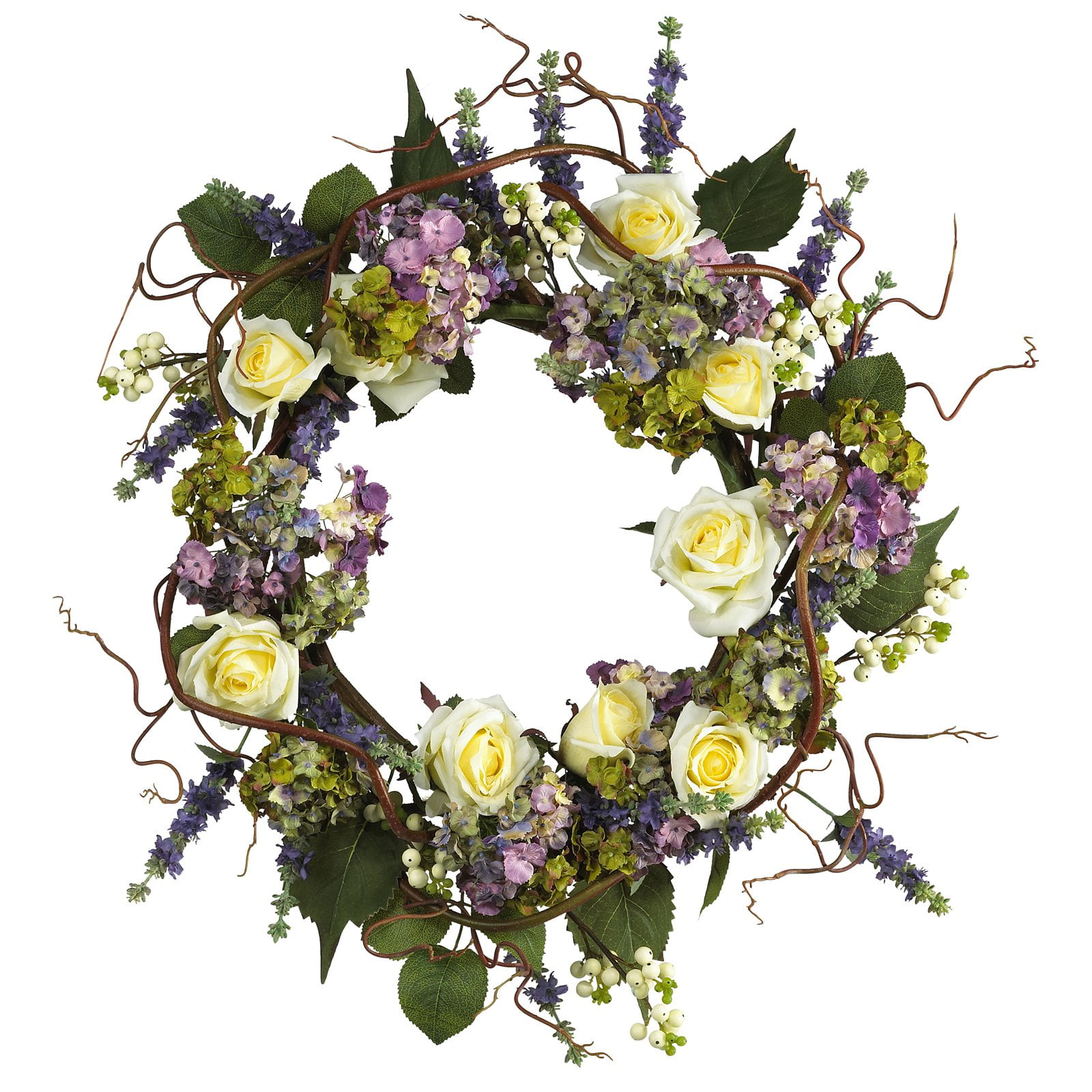 Nearly Natural 24" Hydrangea Rose Wreath