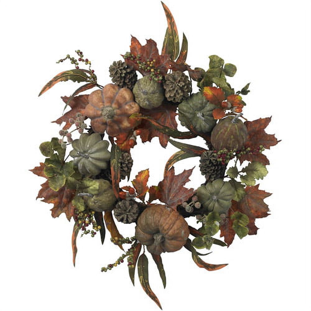 Nearly Natural 24in. Pumpkin & Gourd Thanksgiving Artificial Wreath (Assorted Colors)