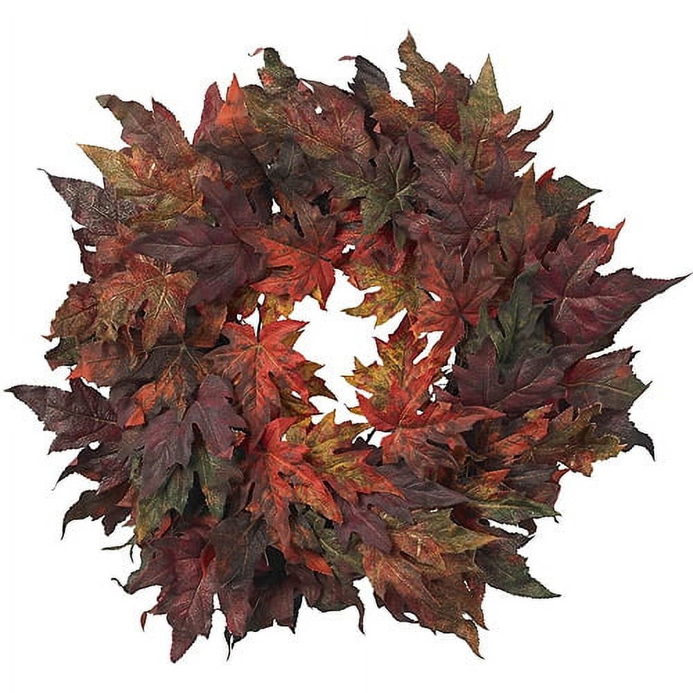 Nearly Natural 30in. Maple Leaf Thanksgiving Artificial Wreath (Assorted Colors)
