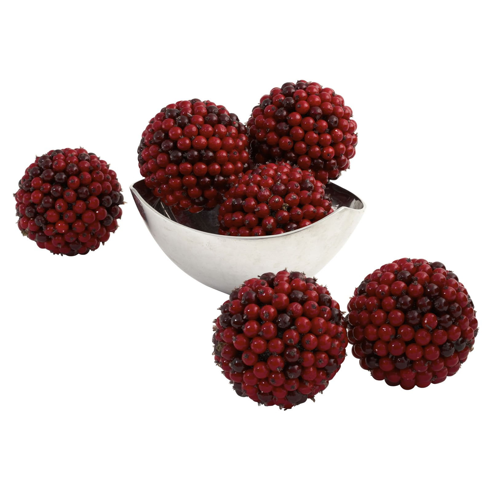 Nearly Natural 5" Red Berry Ball Christmas Ornament, Set of 6
