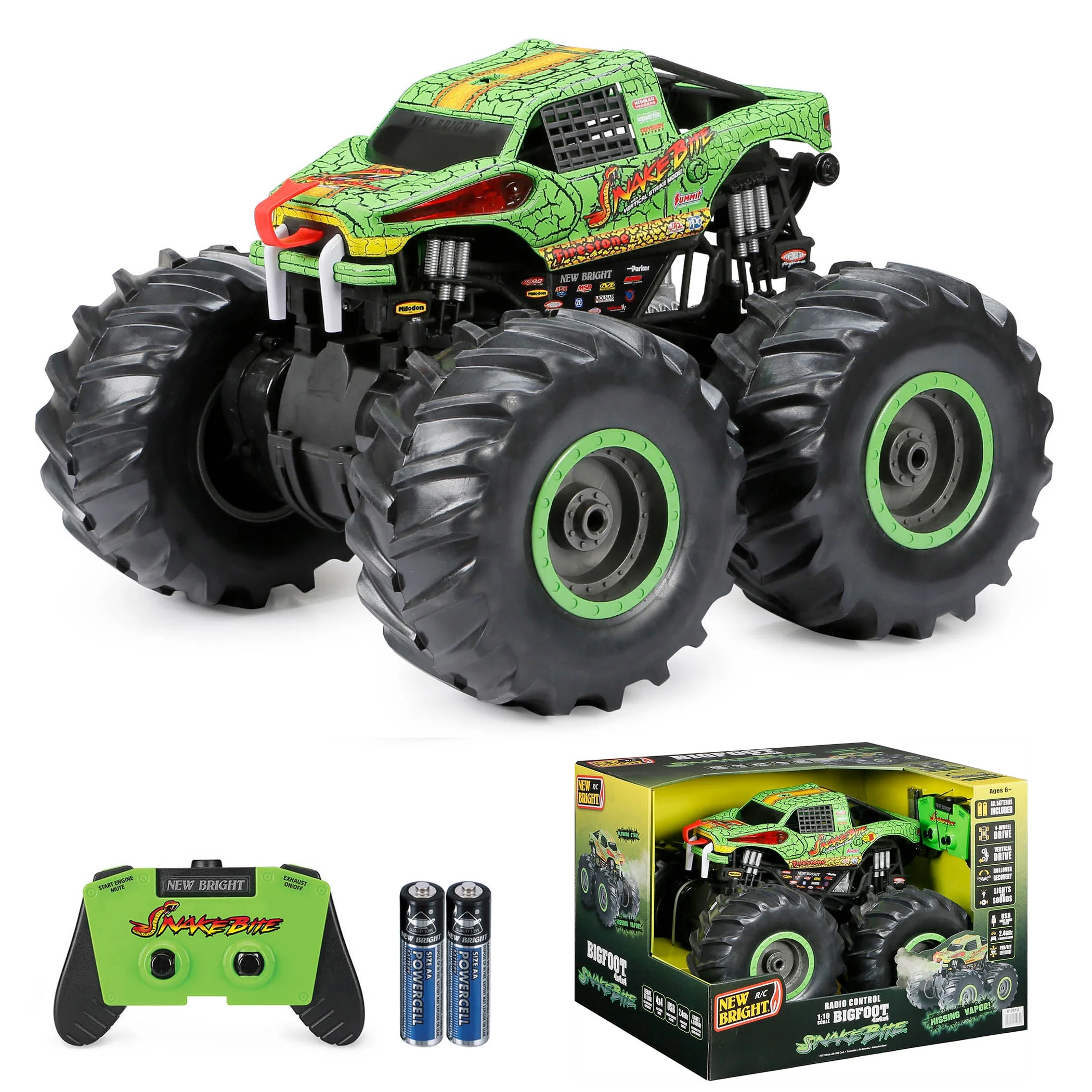 New Bright (1:10) Snake Bite Radio Control Monster Truck with Lights, Sounds and Vapor 61061U Child