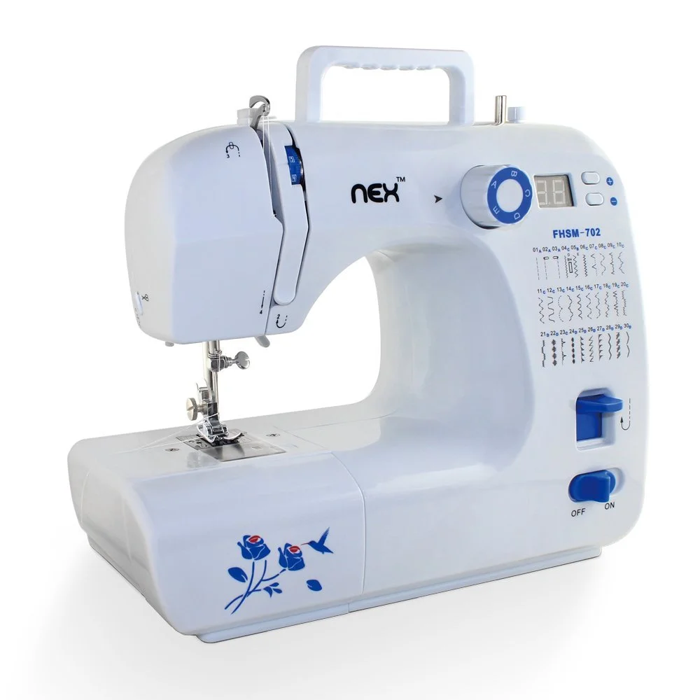 Nex Full-Featured Portable Sewing Machine With 30 Built-In Stitchs, Automatic Needle Threade, Metal Frame And Stainless Steel Bedplate (Ne-Cs114Wbl)