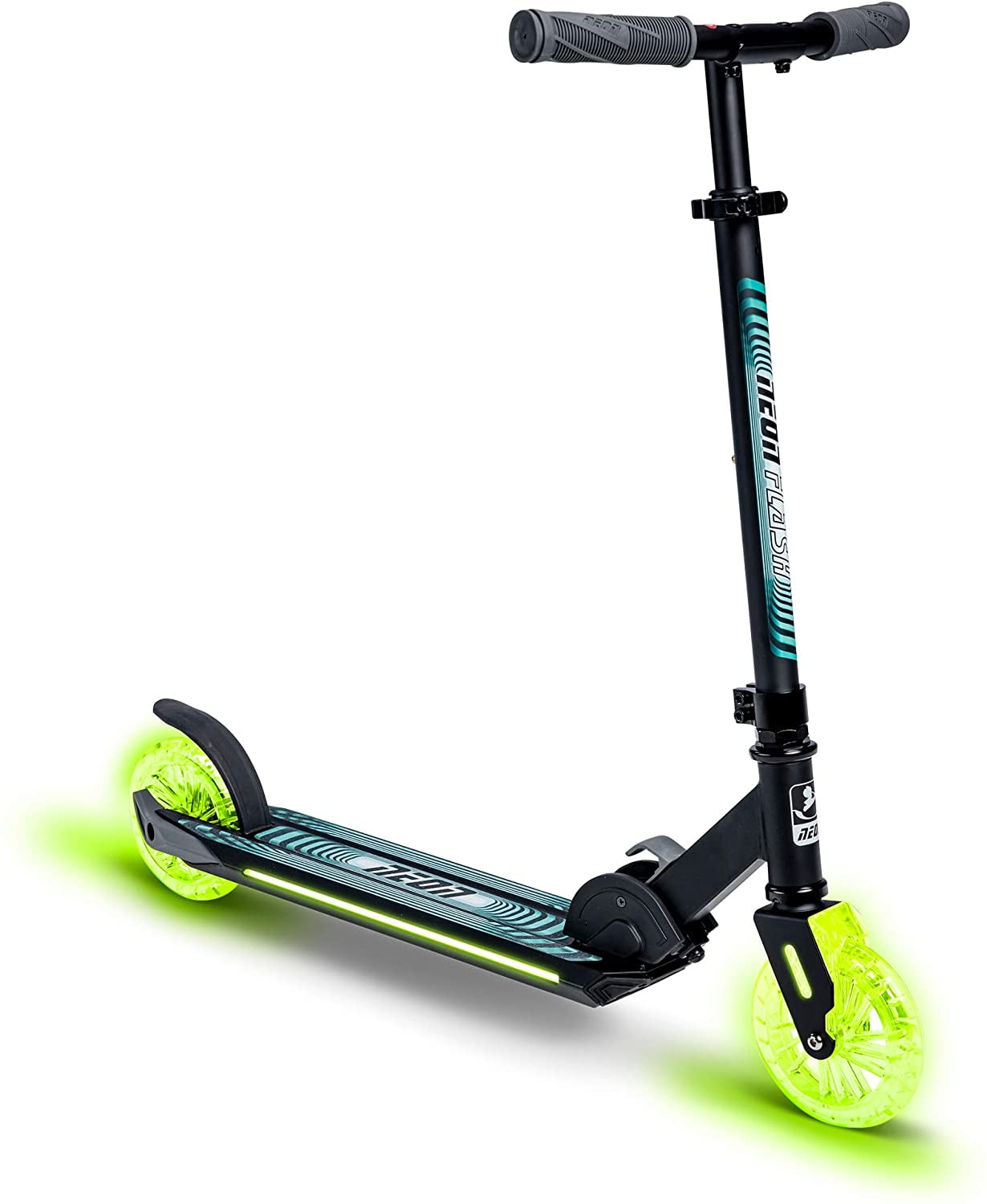 Neon Flash Kids Scooter with LED Lights | Light Up Deck & Wheels Kick Scooter