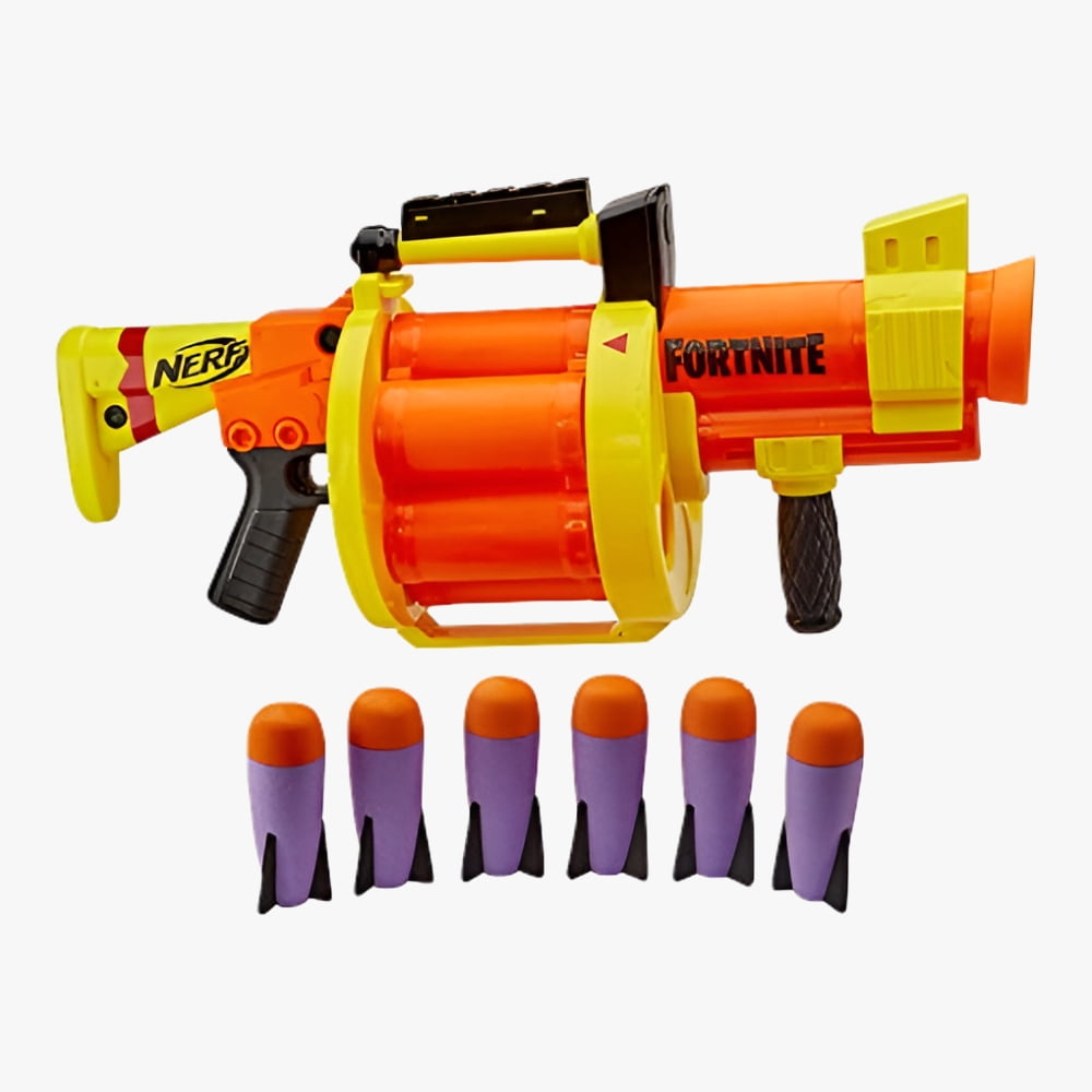 Nerf Fortnite GL Rocket Blaster, 6-Rocket Drum, Pump-to-Fire, Multi-color, Unisex, Youth/Teen/Adult