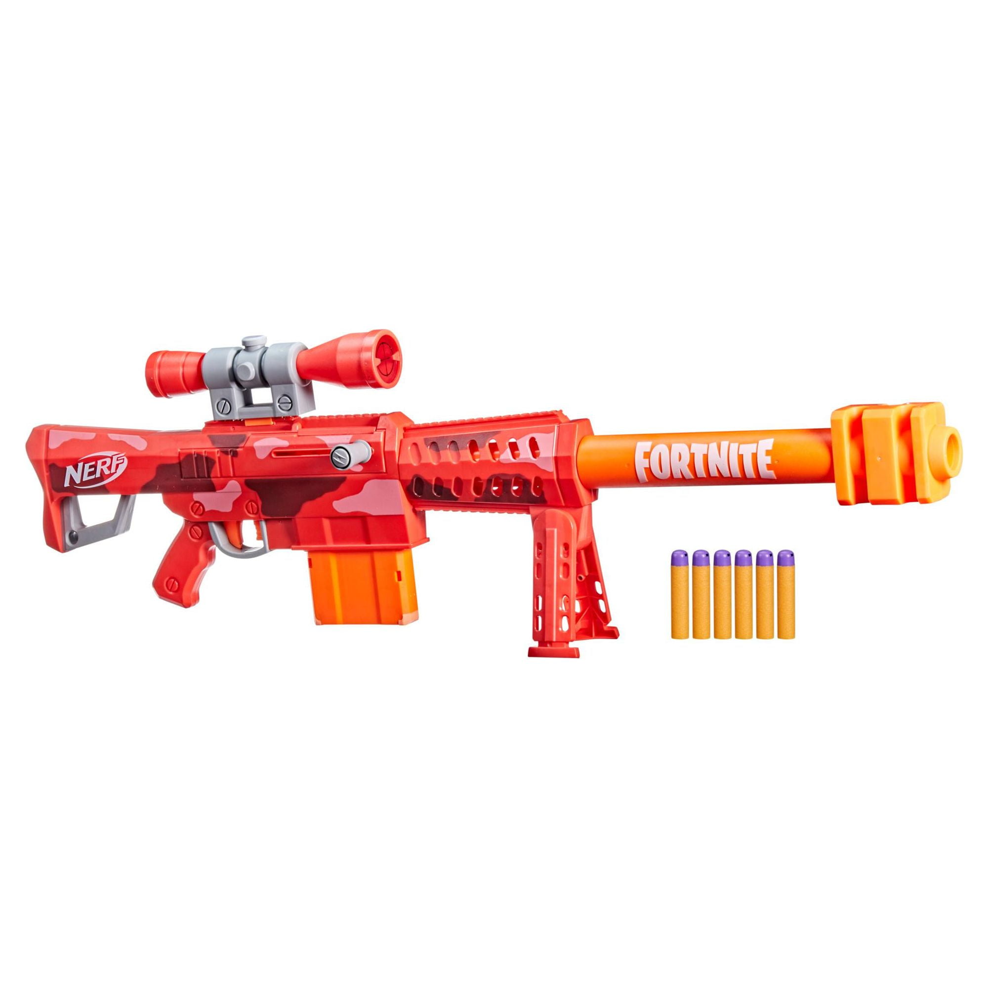 Nerf Fortnite Heavy SR Dart Blaster with Scope, 6 Mega Darts Kids Toys for Outdoor Summer Games Ages 8 and Up