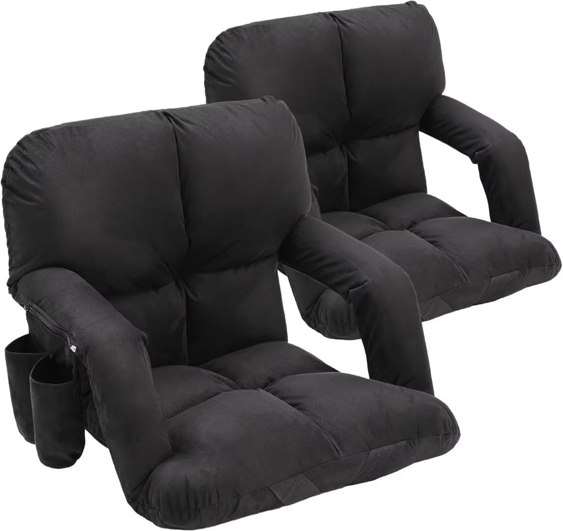 NAIZEA 2PACK Folding Stadium Seat with Backrest Support, Portable Bleacher Seat, 6 Reclining Positions
