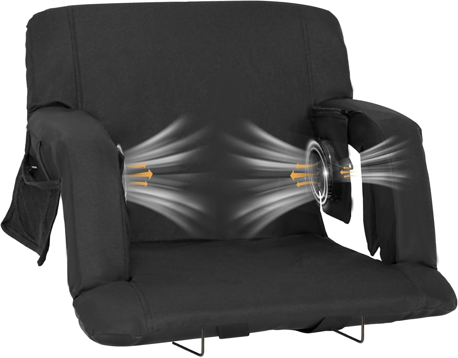 NAIZEA Cooling Fan Stadium Seat for Bleacher with Back Support, Portable and Lightweight Cooling Bleacher Seat with Backrest, 5 Reclining Positions, 5 Levels of Wind for Outdoor Sports Camping