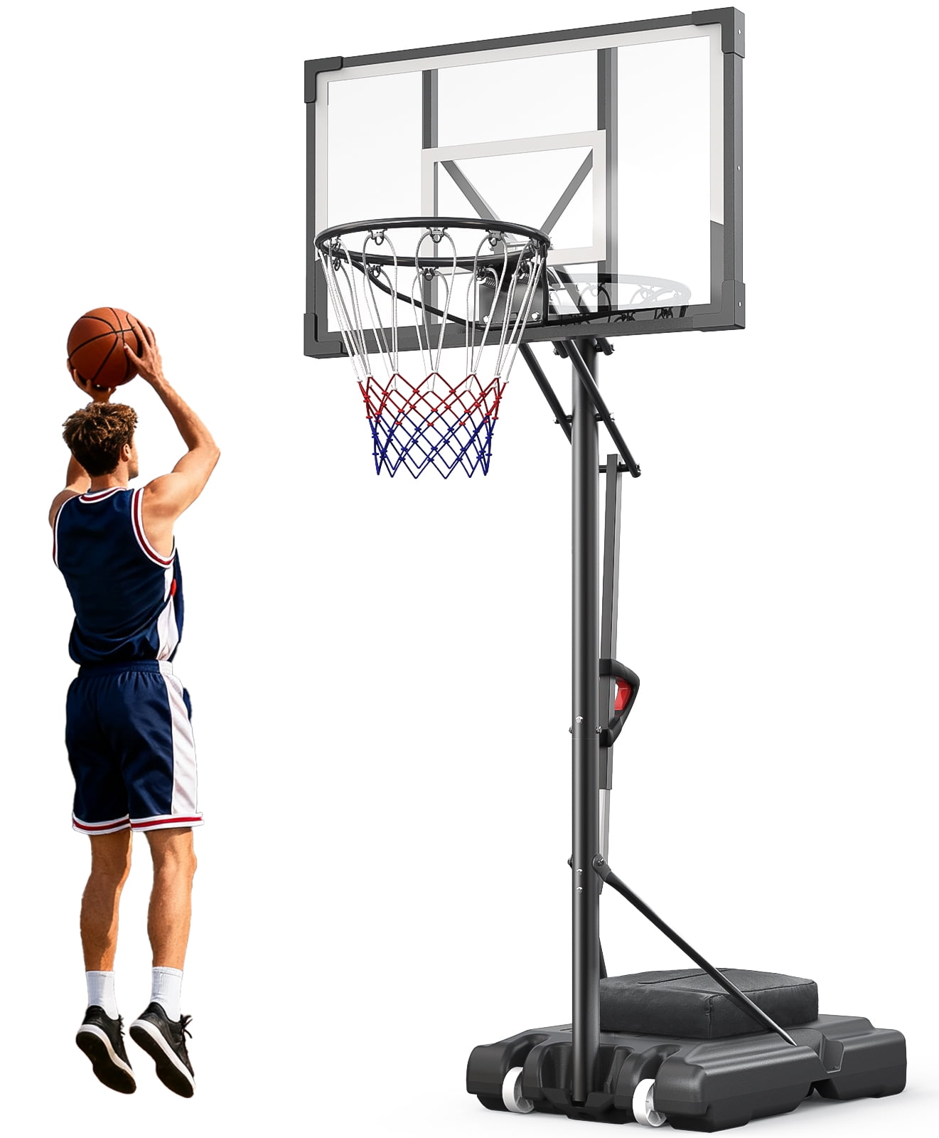NEDYO Portable Adjustable Basketball Hoop 5.25-10ft with 44" Backboard for Kids, Teens, Adults, New