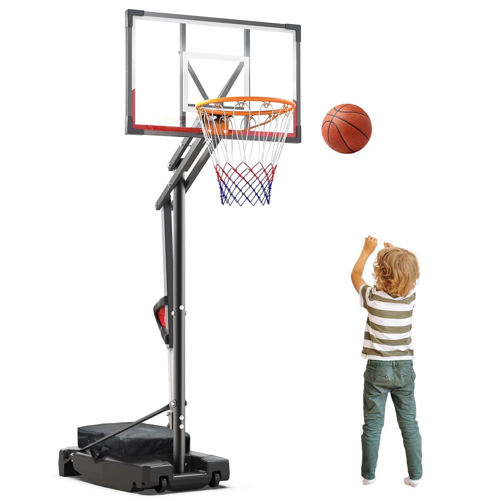 NEDYO Portable Basketball Hoop Goal System Outdoor Court 8.5ft Adjustable, HDPE Backboard Material