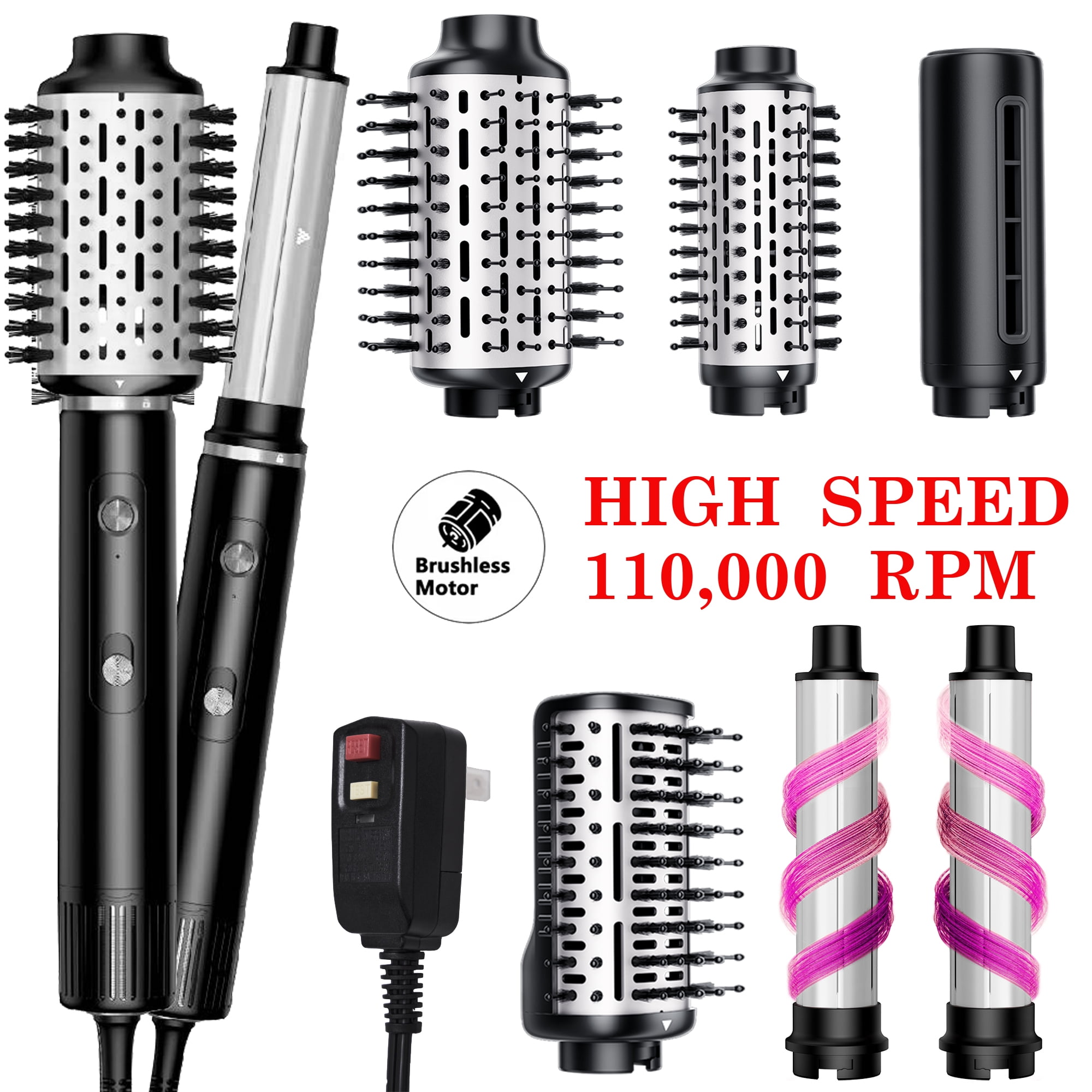 NICEBAY Hair Dryer Brush, Hot Air Brush with 110000RPM Brushless Motor, Blow Dryer 1300W, Plastic