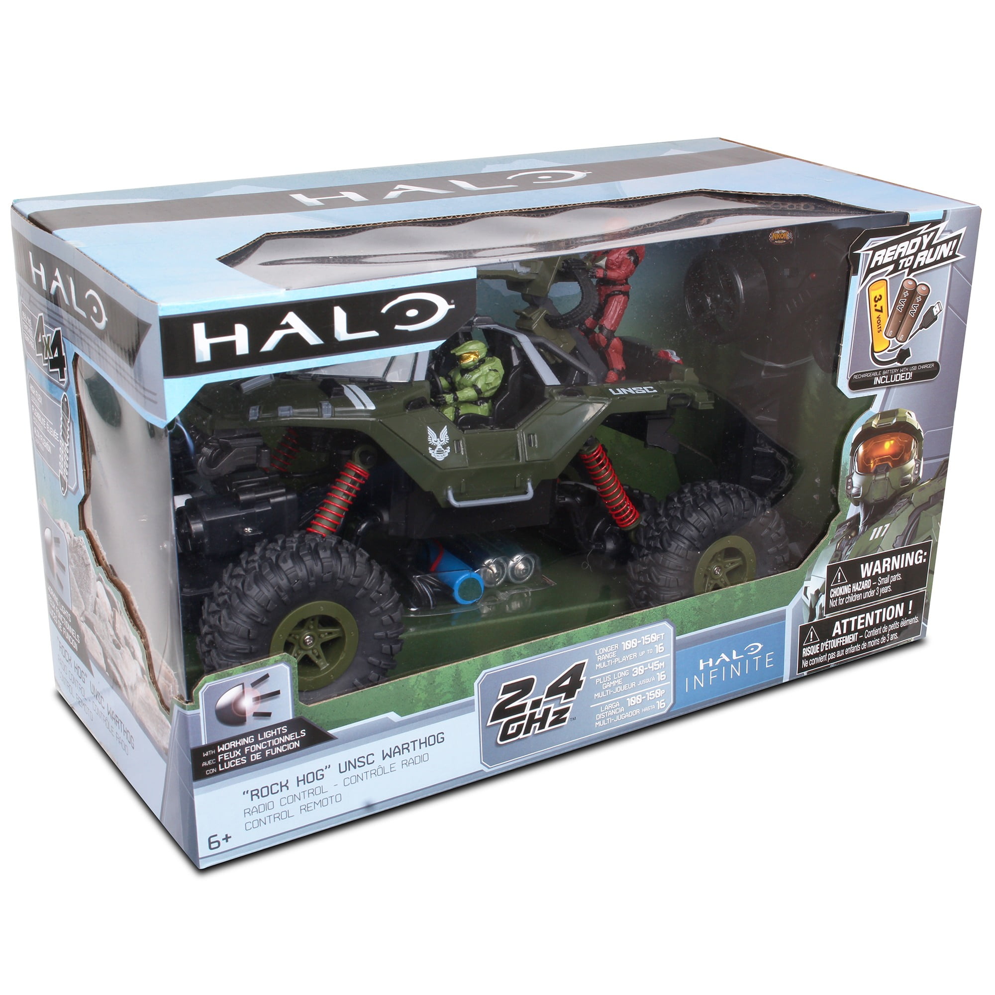 NKOK HALO Infinite RC: UNSC Warthog "Rock Hog" - Rock Climber, Master Chief & Spartan, 2.4 GHz RC Vehicle