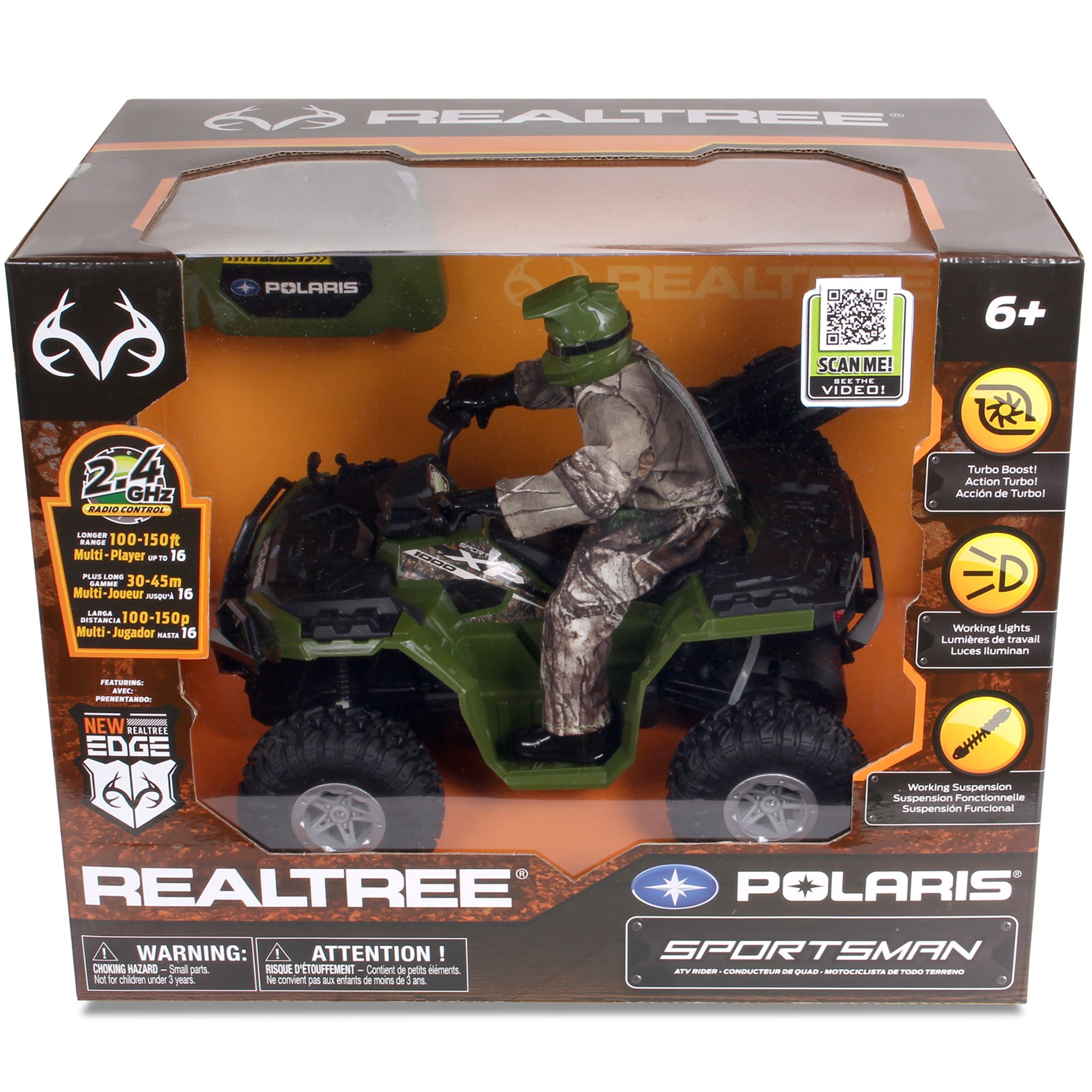 NKOK: Realtree Polaris RC ATV - Sportsman XP 1000 - Camo - 10" Remote Control Vehicle w/ Rider, Scaled Off-Road Racer, Turbo Boost & Lights, Kids 6+