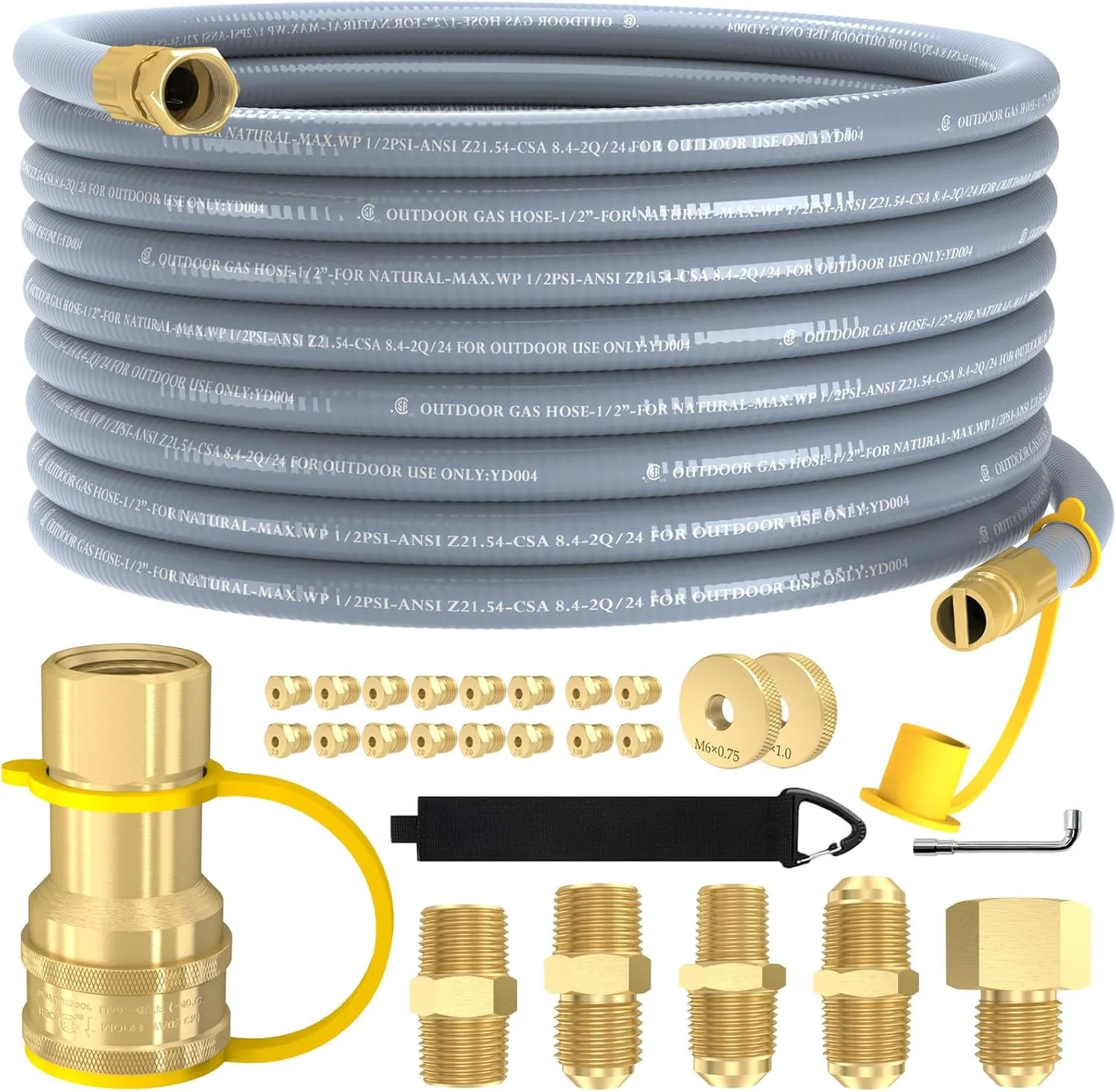18FT 3/8" ID Natural Gas Hose, Low Pressure LPG Hose with Quick Connect, for Weber, Char-Broil, Pizza Oven, Patio Heater and More NG Appliance Propane to Natural Gas Conversion Kit