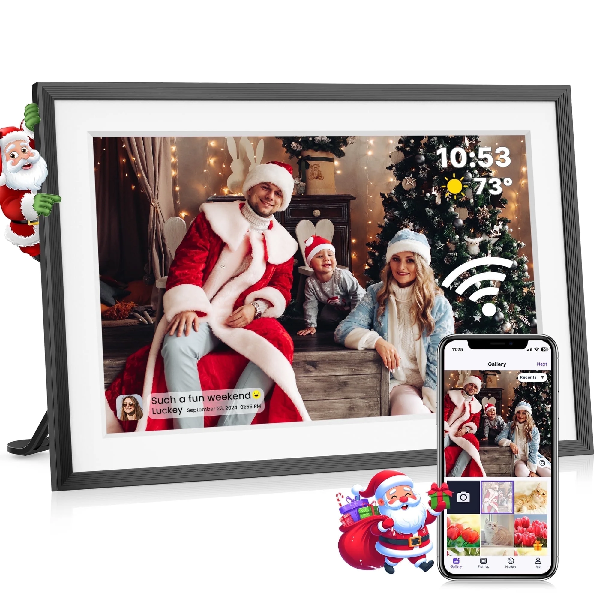 NUSICAN Digital Photo Frames, 10.1 inch Electric WiFi Digital Picture Frame with 32GB Memory, HD IPS Touch Screen, Auto Rotate, Wall Mountable, Easy Setup and Share Picture |Video via Free Uhale App