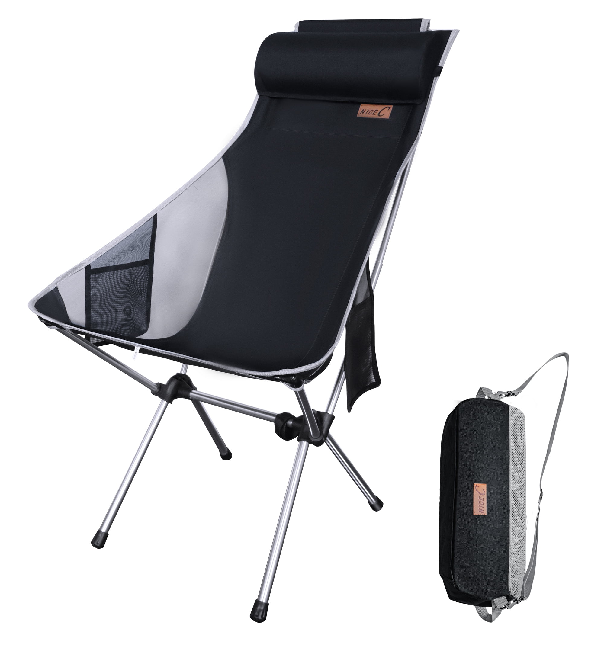 NiceC Camping Chair, Black and Gray