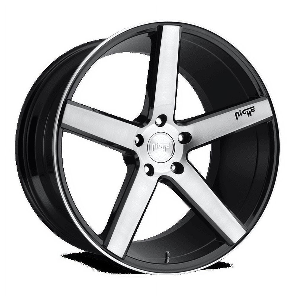 Niche 1PC Aluminum Rim M124 MILAN 19X8.5in Gloss Black Brushed Finish, M124198565+35