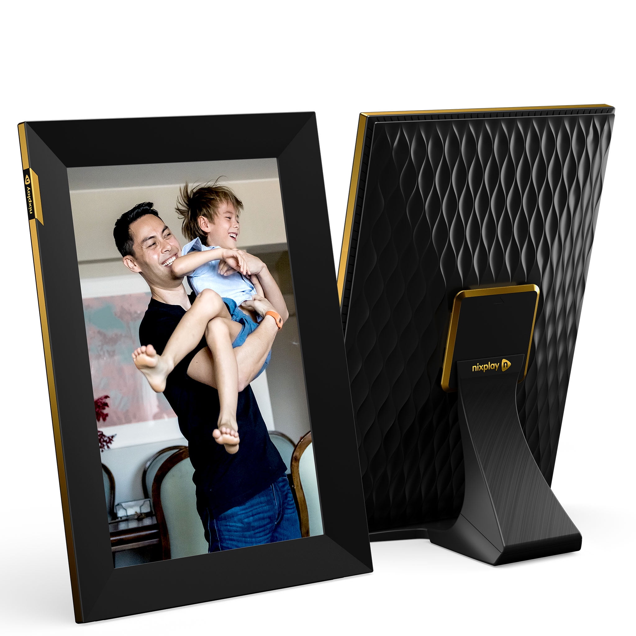 Nixplay 10.1 inch Touch Screen Digital Picture Frame with WiFi (W10K), Black-Gold, Share Photos and Videos Instantly via Email or App