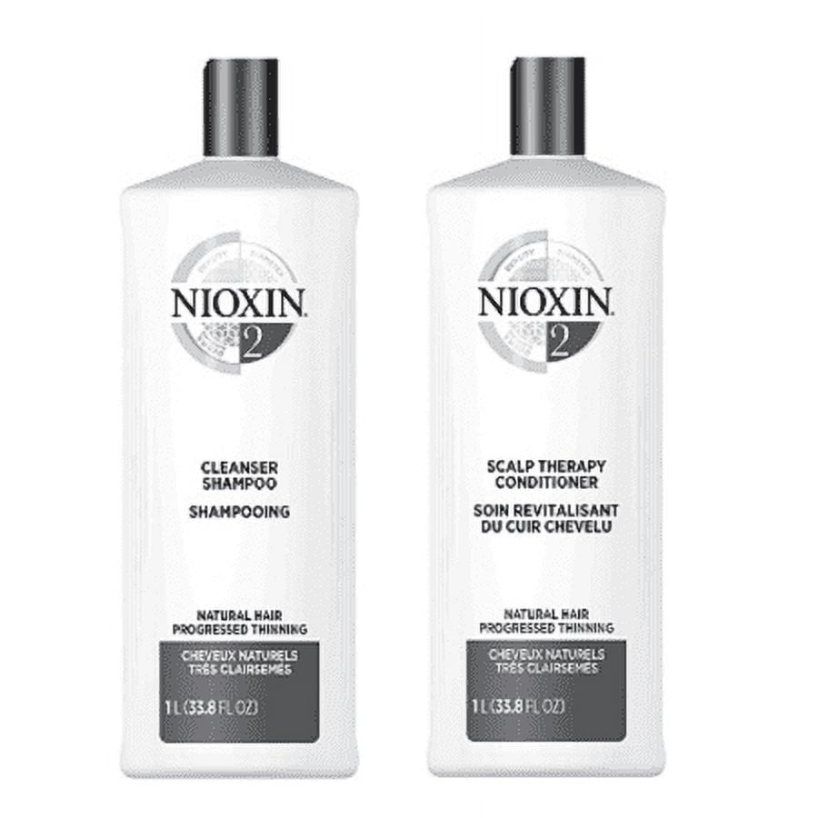 Nioxin System 2 Natural Hair Progressed Thinning Cleanser Shampoo and Scalp Therapy Revitalizing Conditioner Set 33.8 oz, Each