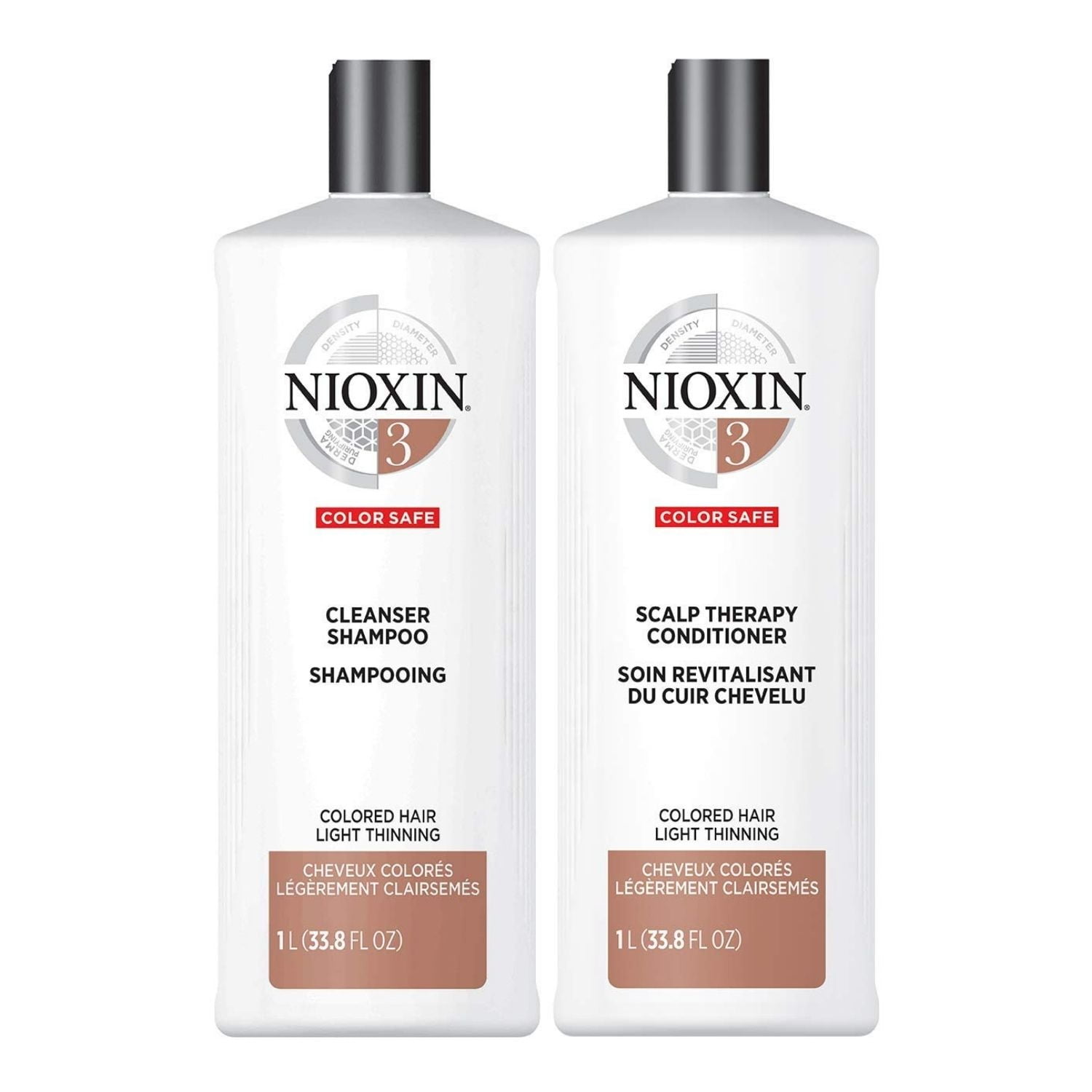 Nioxin System 3 Cleanser Shampoo & Scalp Therapy Conditioner Set For Colored hair, 33.8 oz Each